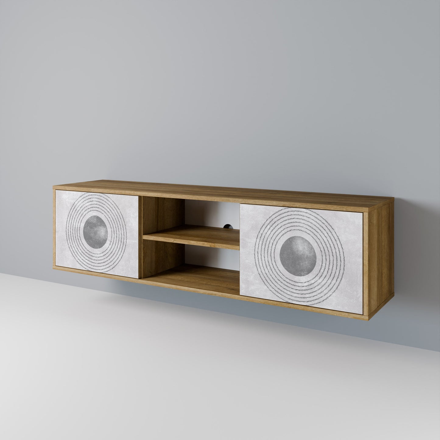 SOLID CIRCLES 2-Door TV Stand in Oak Effect