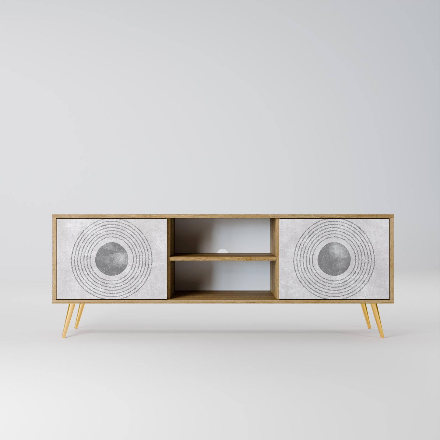 SOLID CIRCLES 2-Door TV Stand in Oak Effect