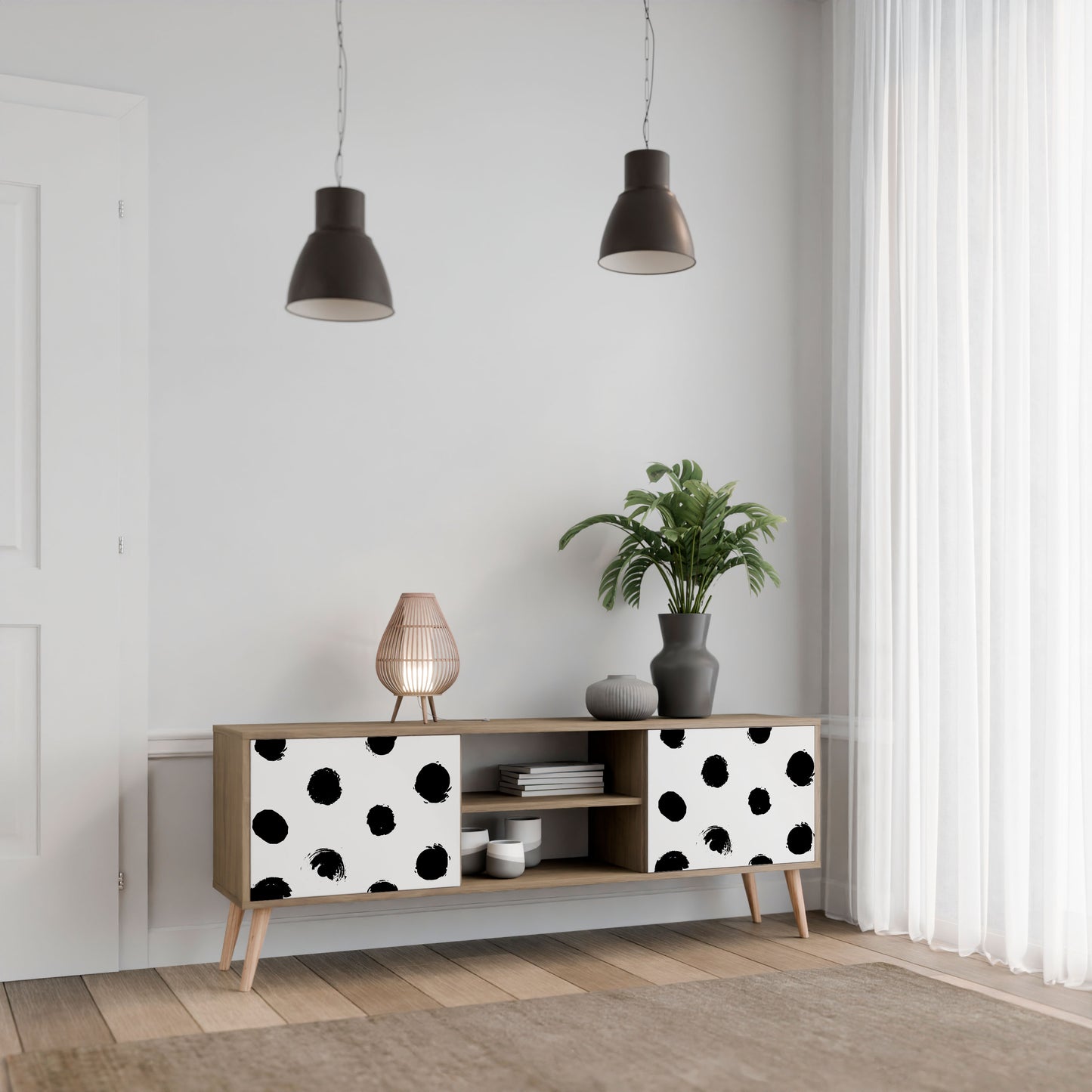 SLIPPING MINUTES 2-Door TV Stand in Oak Effect