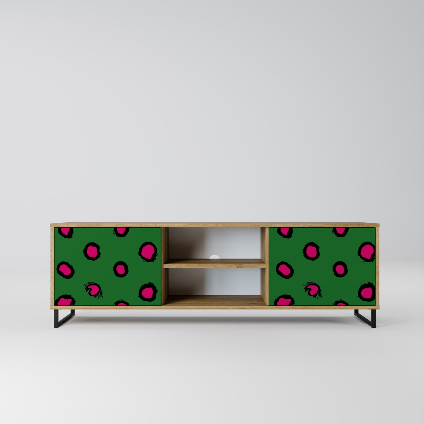 FUNKY SPOTS 2-Door TV Stand in Oak Effect
