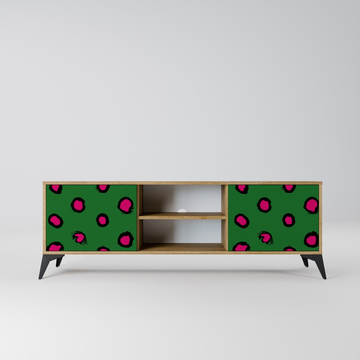 FUNKY SPOTS 2-Door TV Stand in Oak Effect