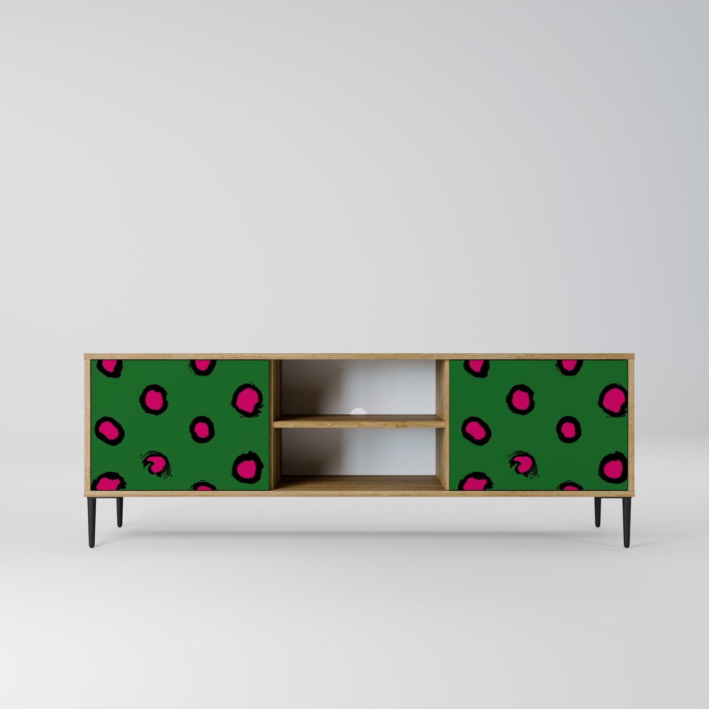 FUNKY SPOTS 2-Door TV Stand in Oak Effect
