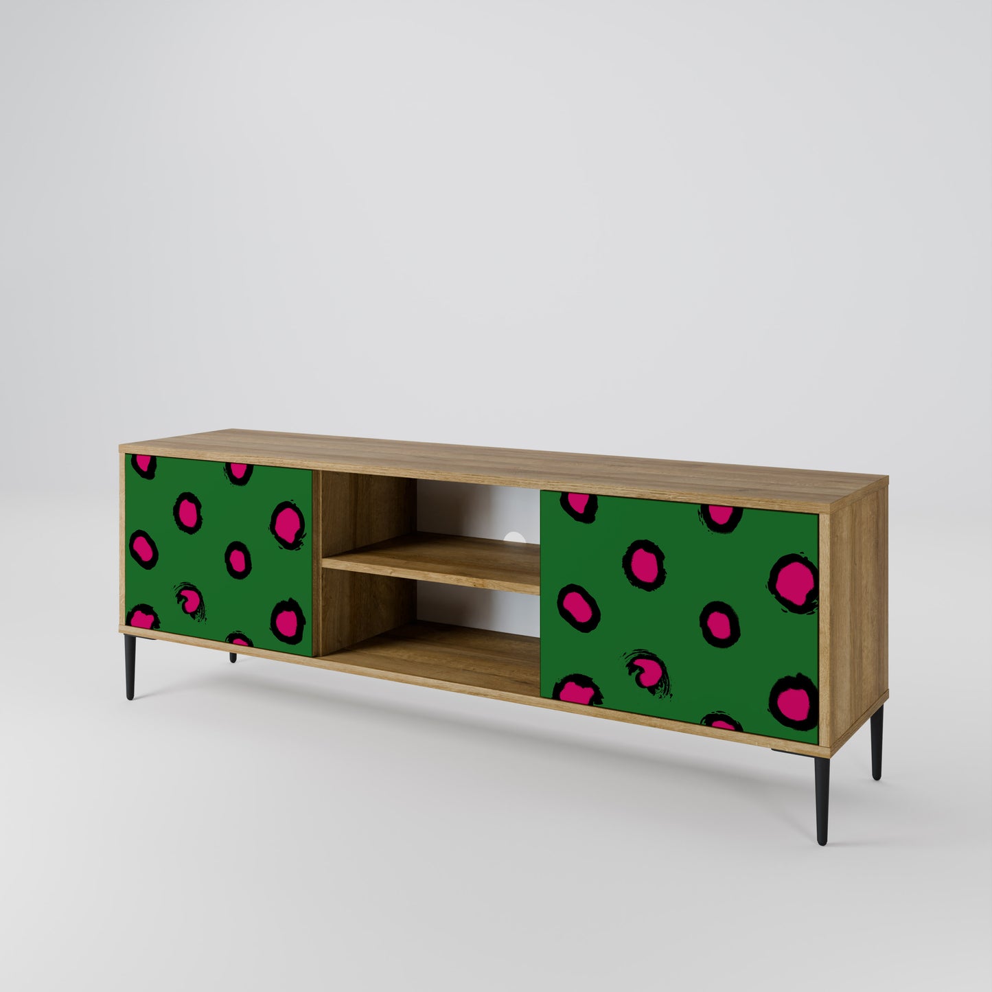 FUNKY SPOTS 2-Door TV Stand in Oak Effect