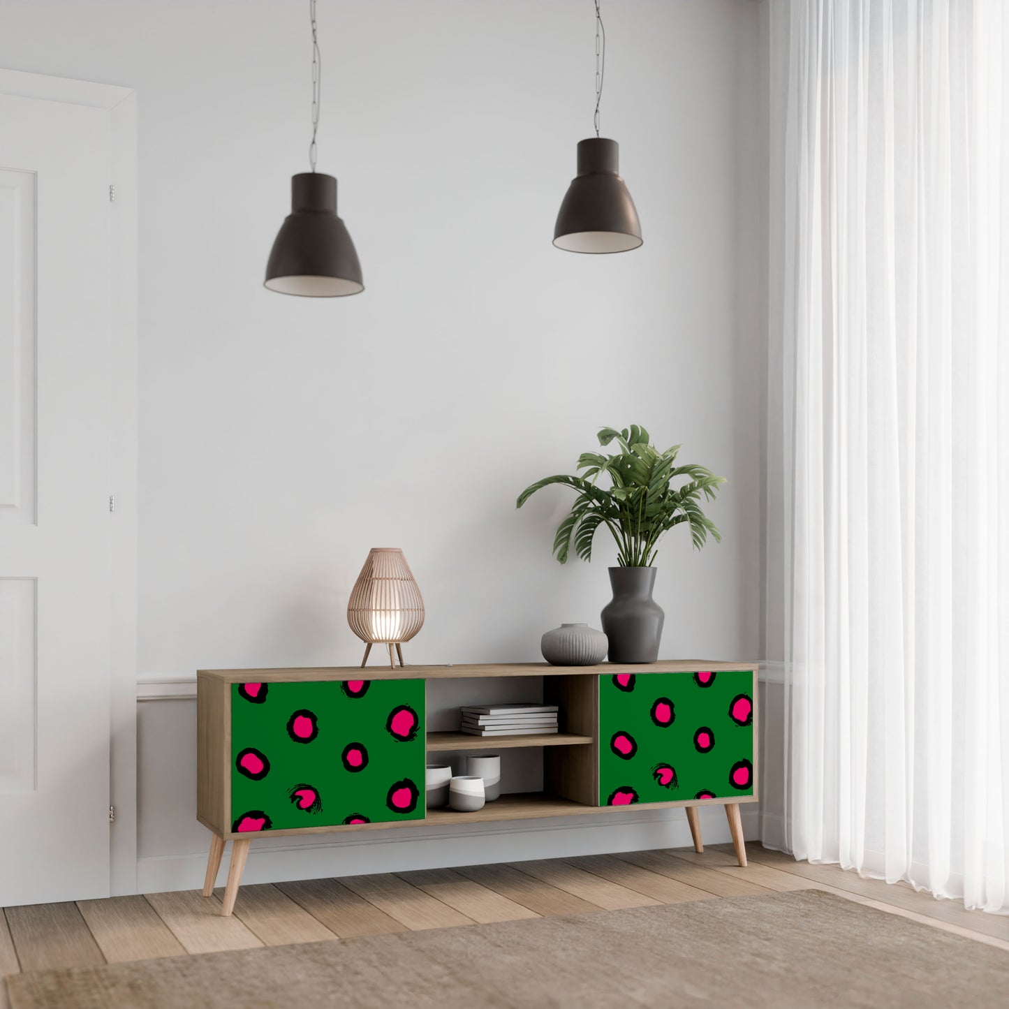 FUNKY SPOTS 2-Door TV Stand in Oak Effect
