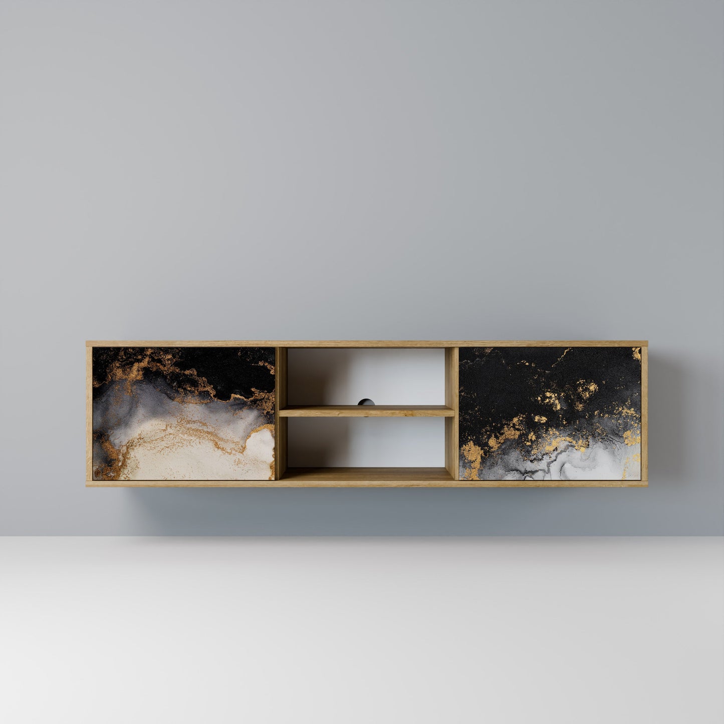 MARBLE OF TOMMORROW 2-Door TV Stand in Oak Effect