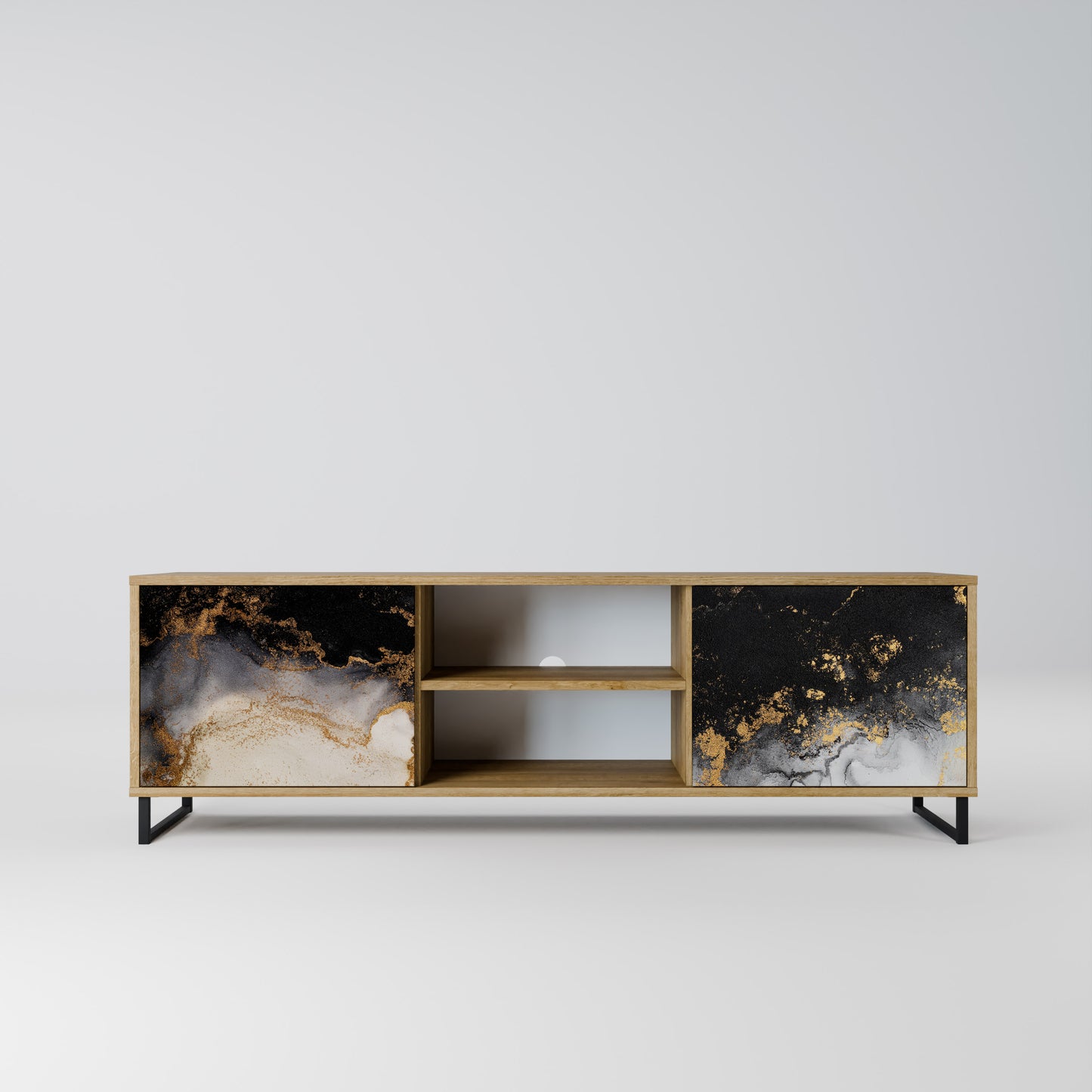 MARBLE OF TOMMORROW 2-Door TV Stand in Oak Effect