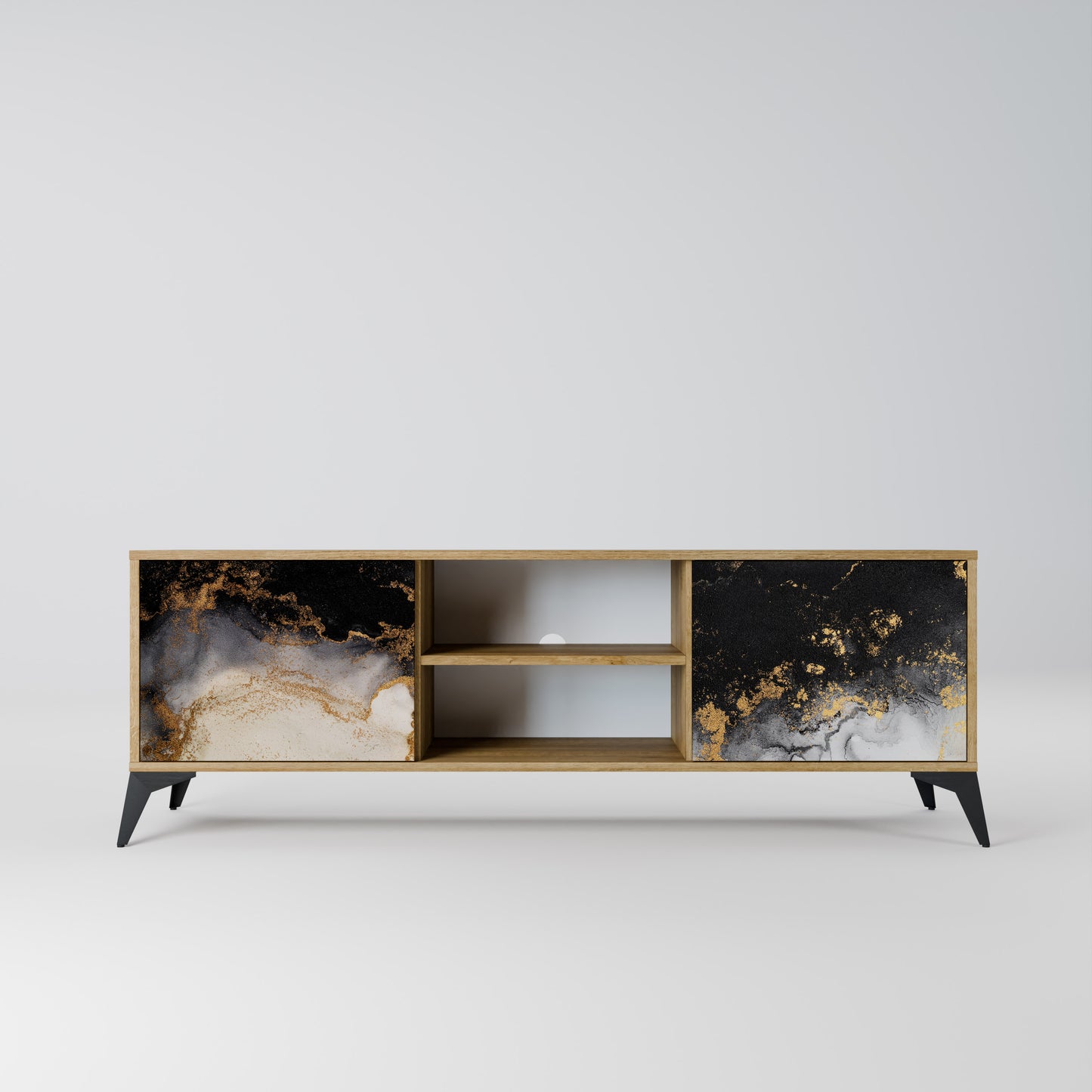 MARBLE OF TOMMORROW 2-Door TV Stand in Oak Effect