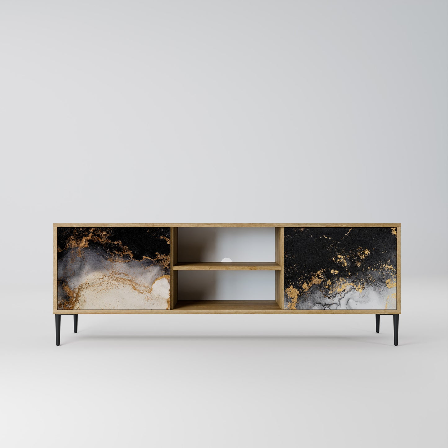 MARBLE OF TOMMORROW 2-Door TV Stand in Oak Effect