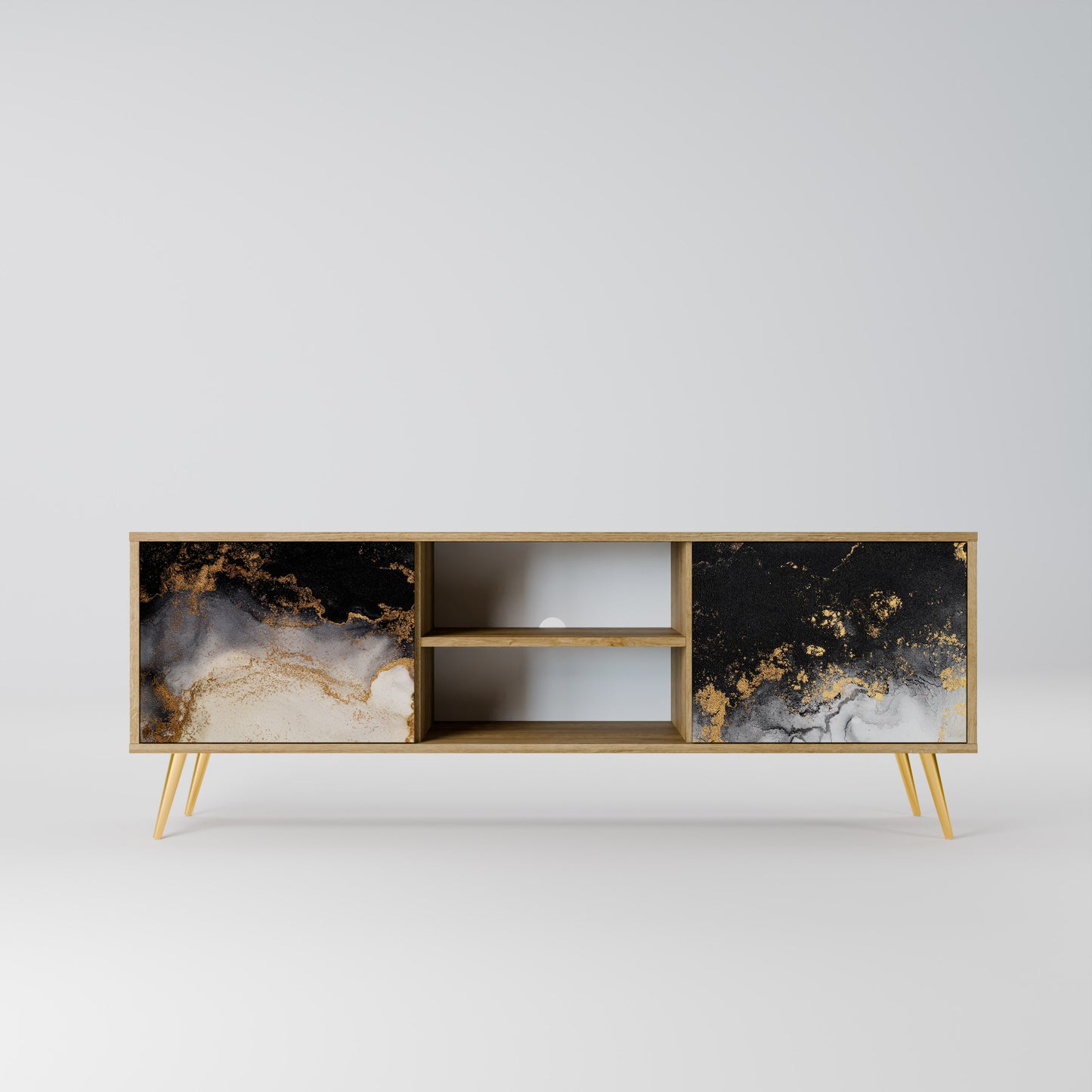 MARBLE OF TOMMORROW 2-Door TV Stand in Oak Effect