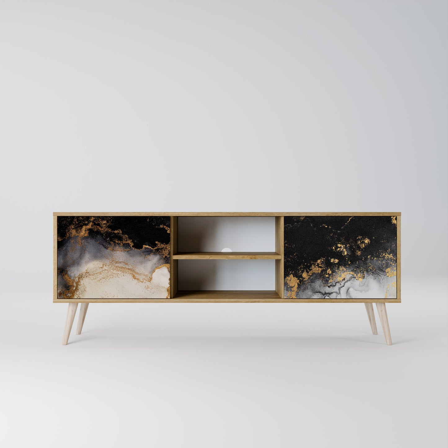 MARBLE OF TOMMORROW 2-Door TV Stand in Oak Effect