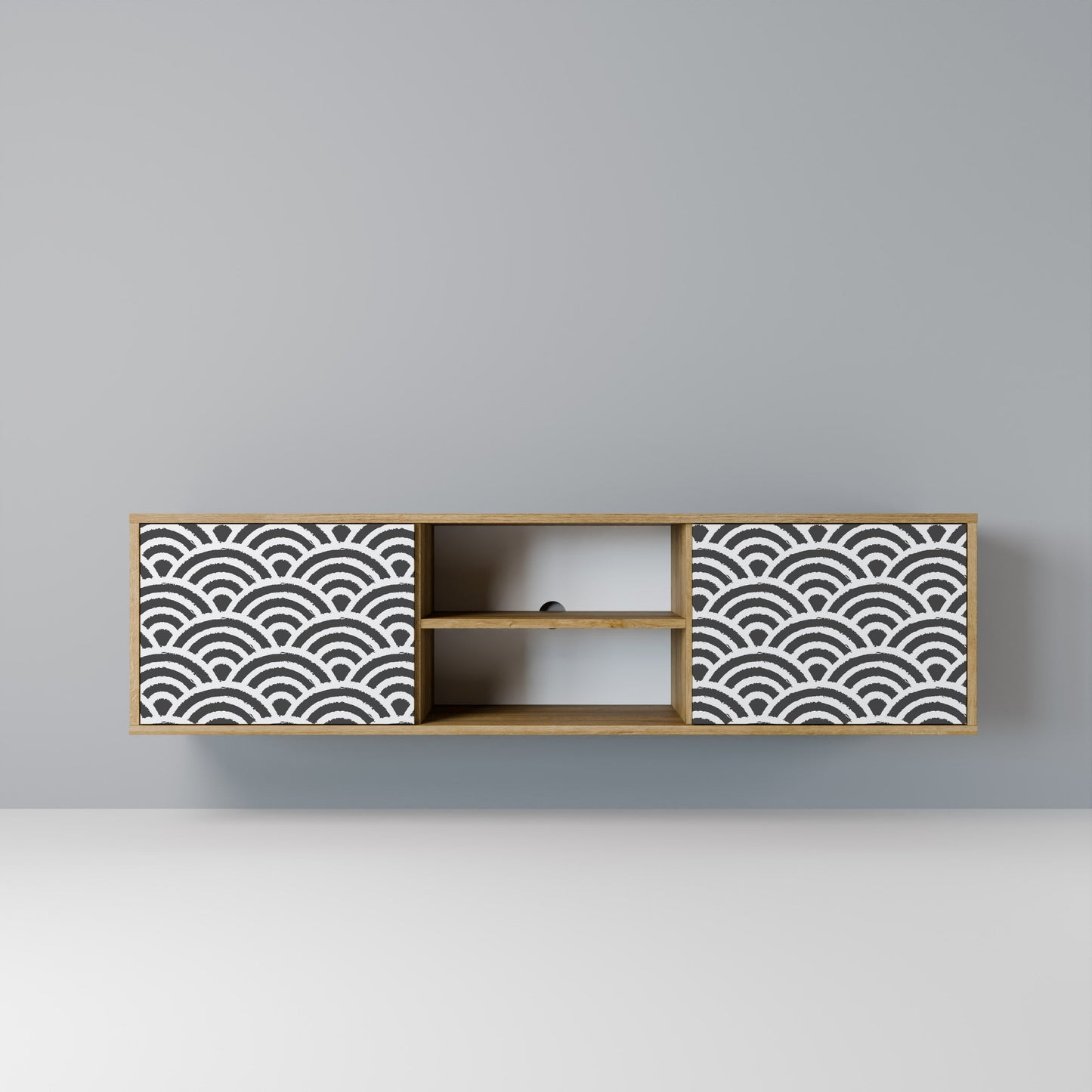 GLOOMY HOST 2-Door TV Stand in Oak Effect