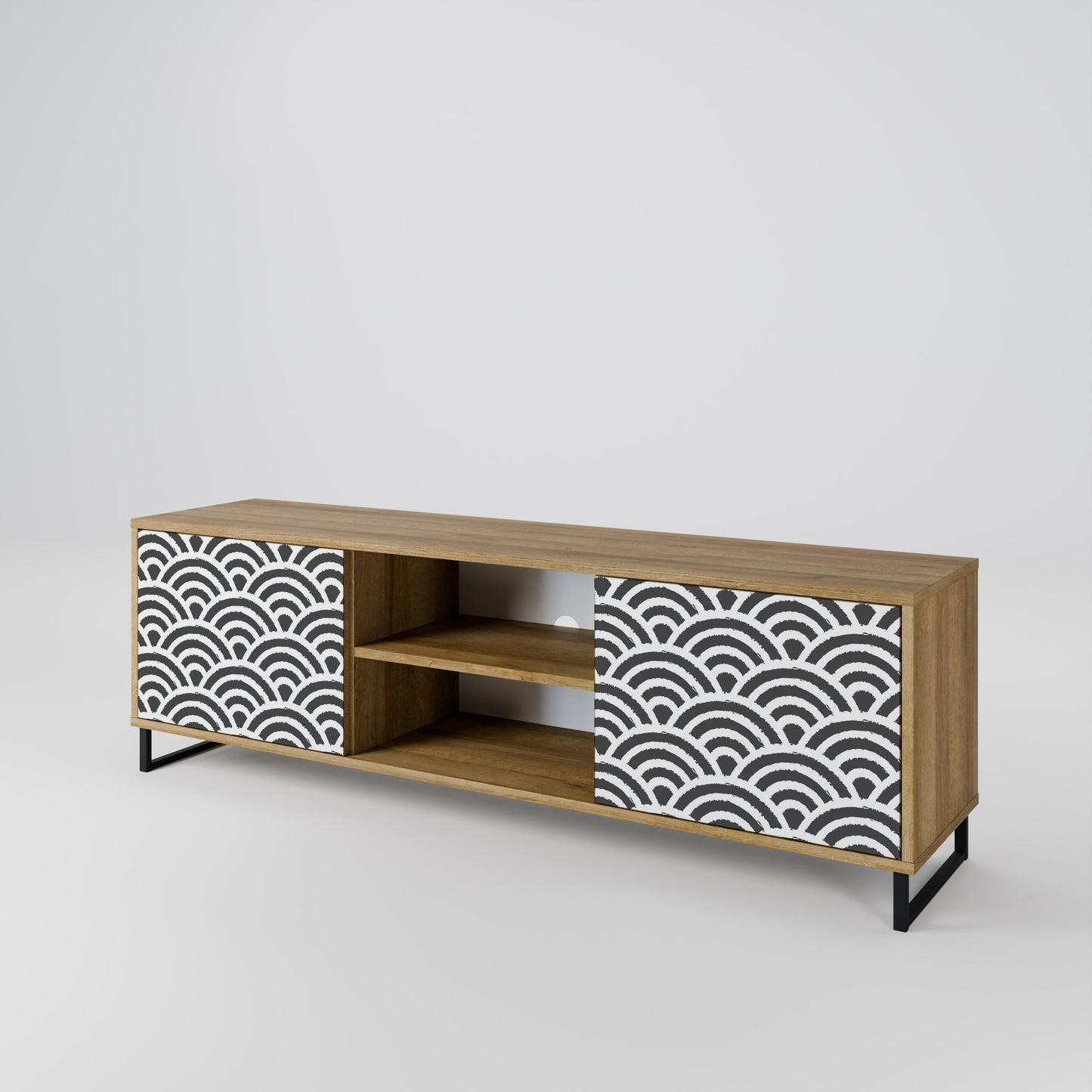 GLOOMY HOST 2-Door TV Stand in Oak Effect