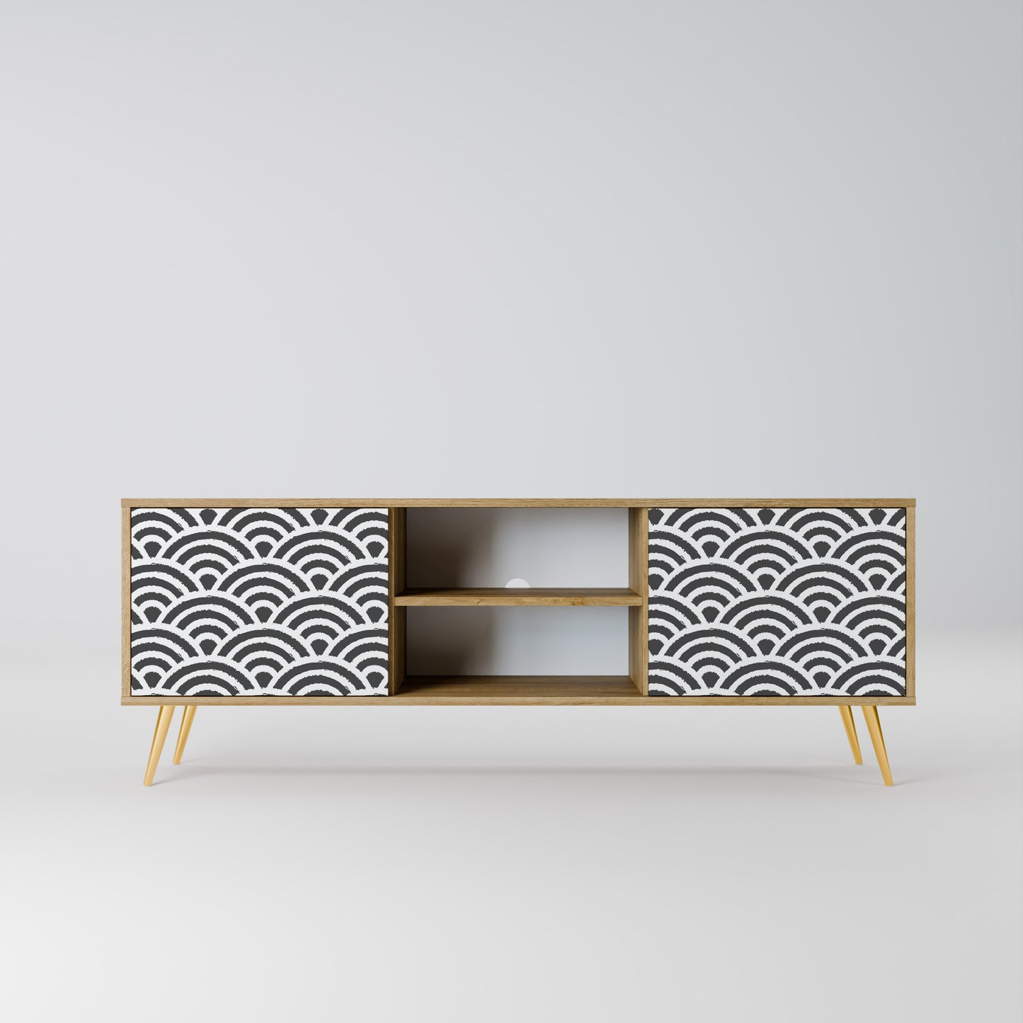 GLOOMY HOST 2-Door TV Stand in Oak Effect