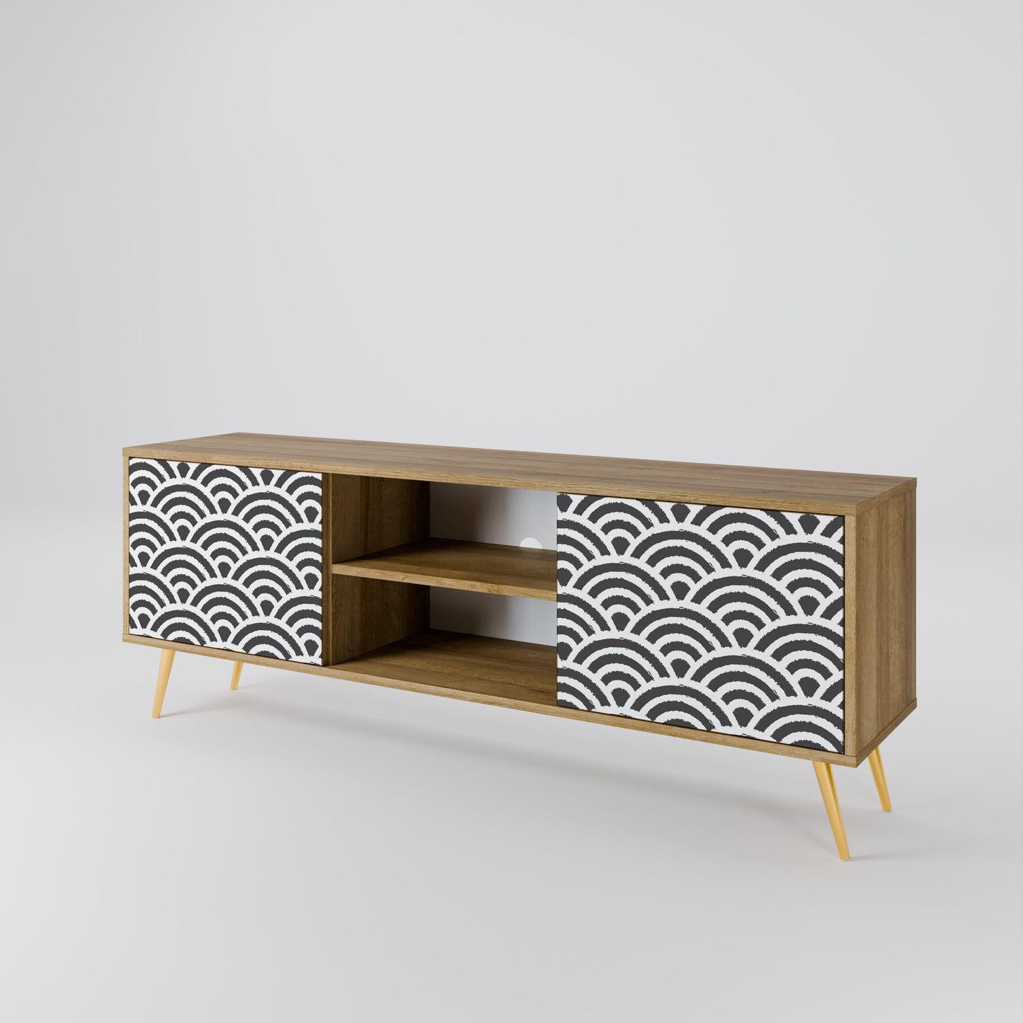 GLOOMY HOST 2-Door TV Stand in Oak Effect