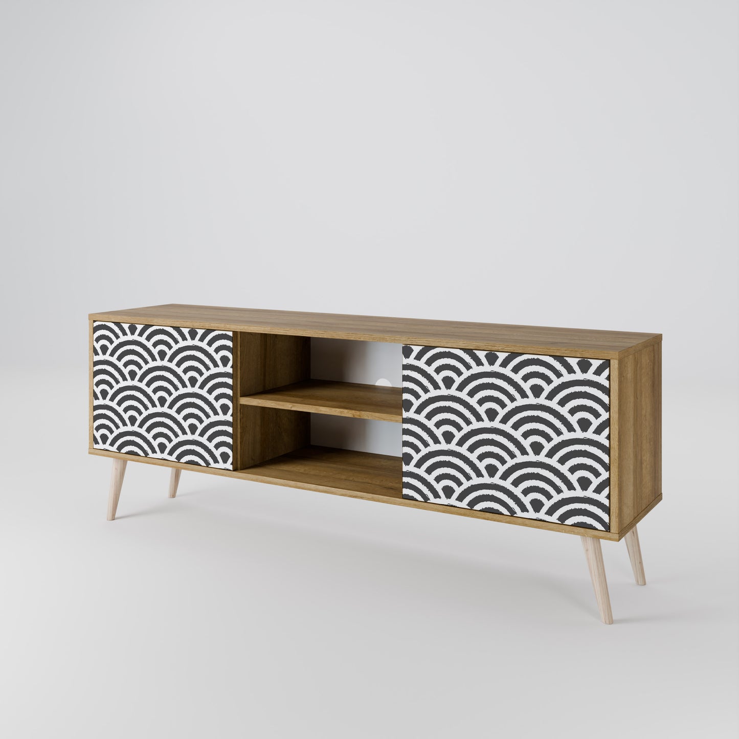 GLOOMY HOST 2-Door TV Stand in Oak Effect