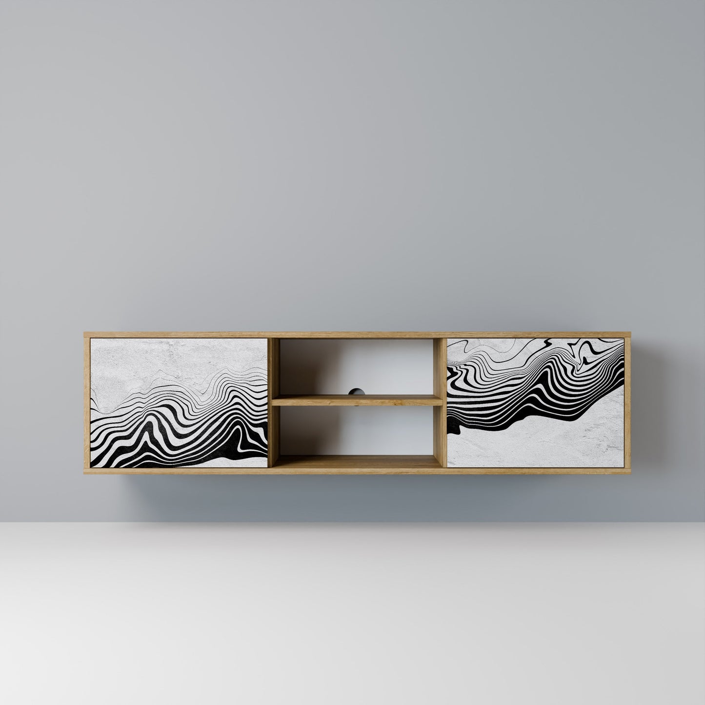 MONOCHROME MIRAGE 2-Door TV Stand in Oak Effect