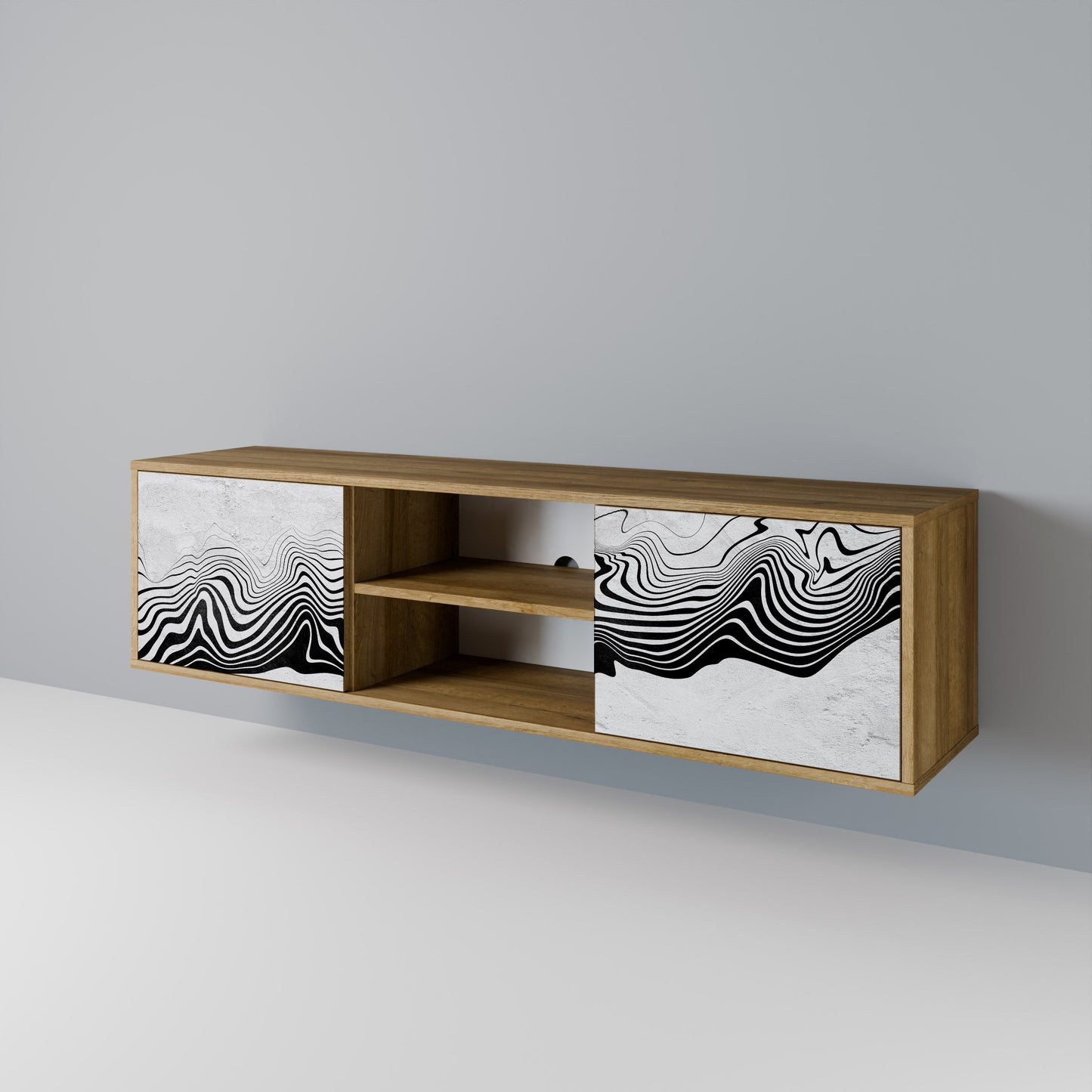 MONOCHROME MIRAGE 2-Door TV Stand in Oak Effect