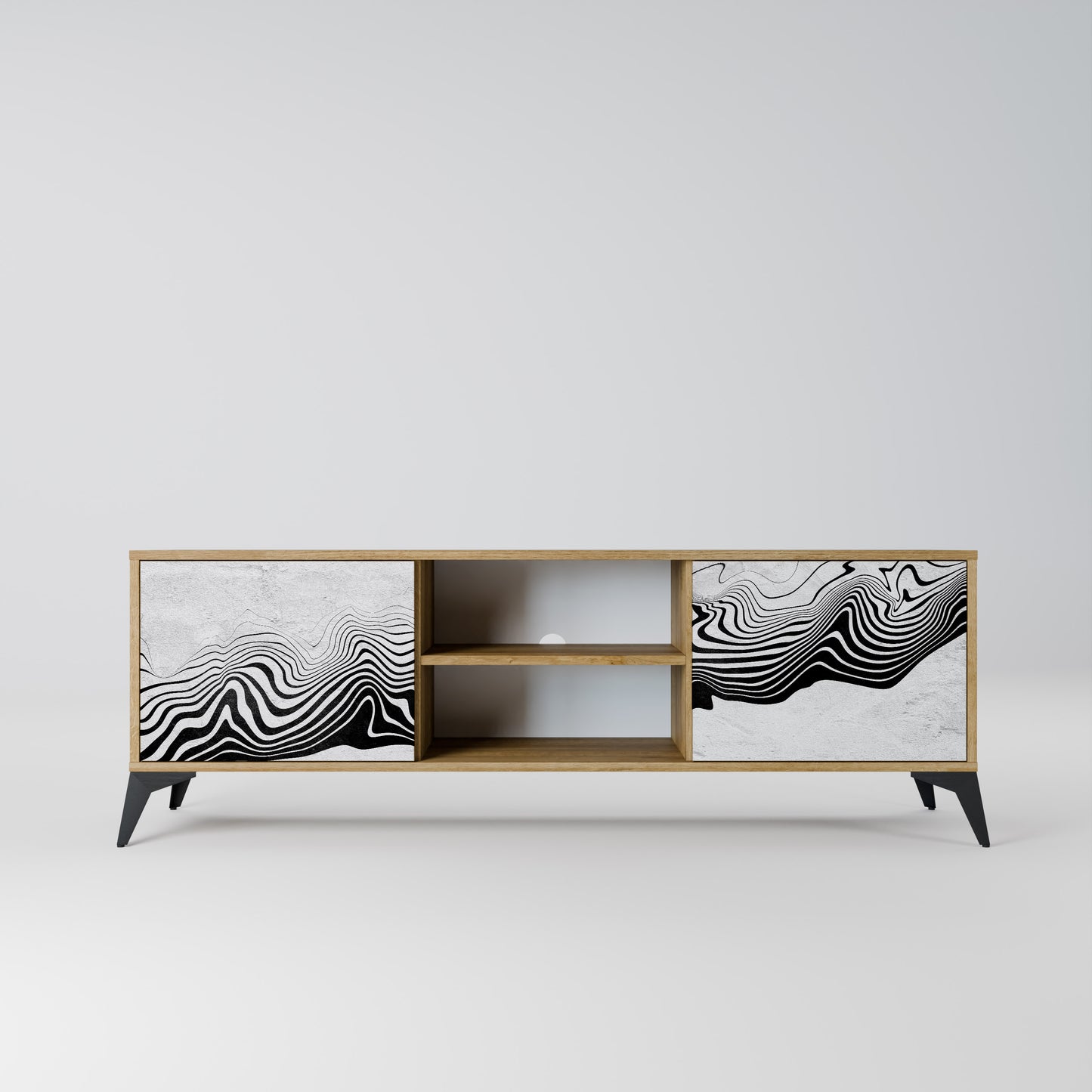MONOCHROME MIRAGE 2-Door TV Stand in Oak Effect