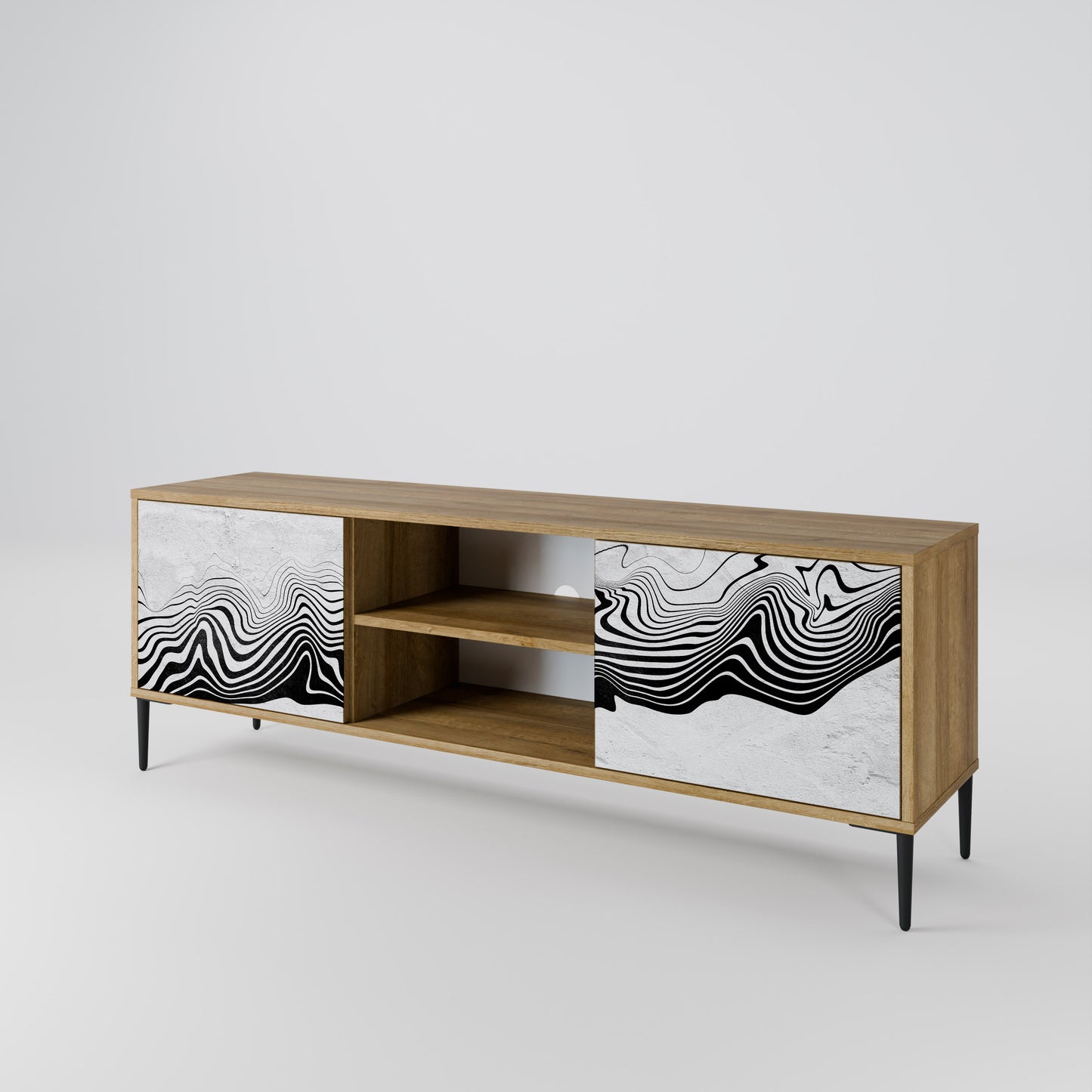 MONOCHROME MIRAGE 2-Door TV Stand in Oak Effect