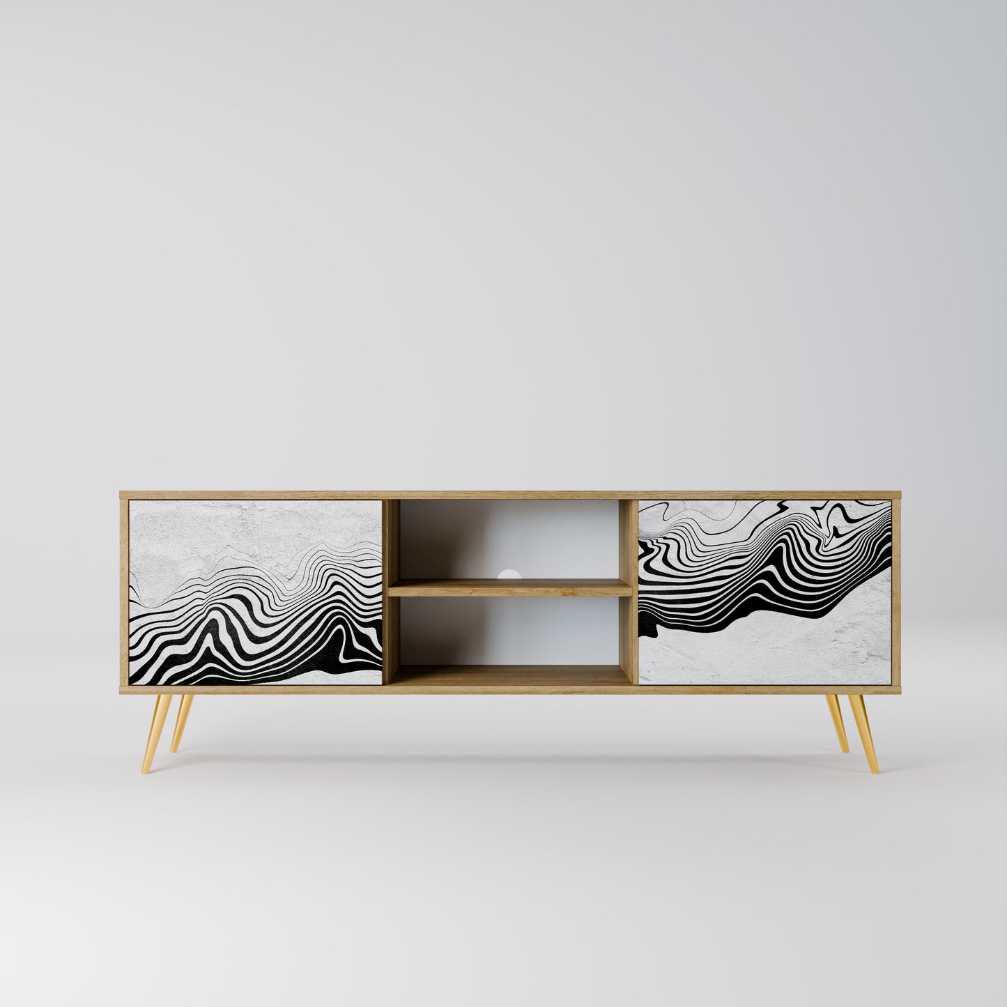 MONOCHROME MIRAGE 2-Door TV Stand in Oak Effect