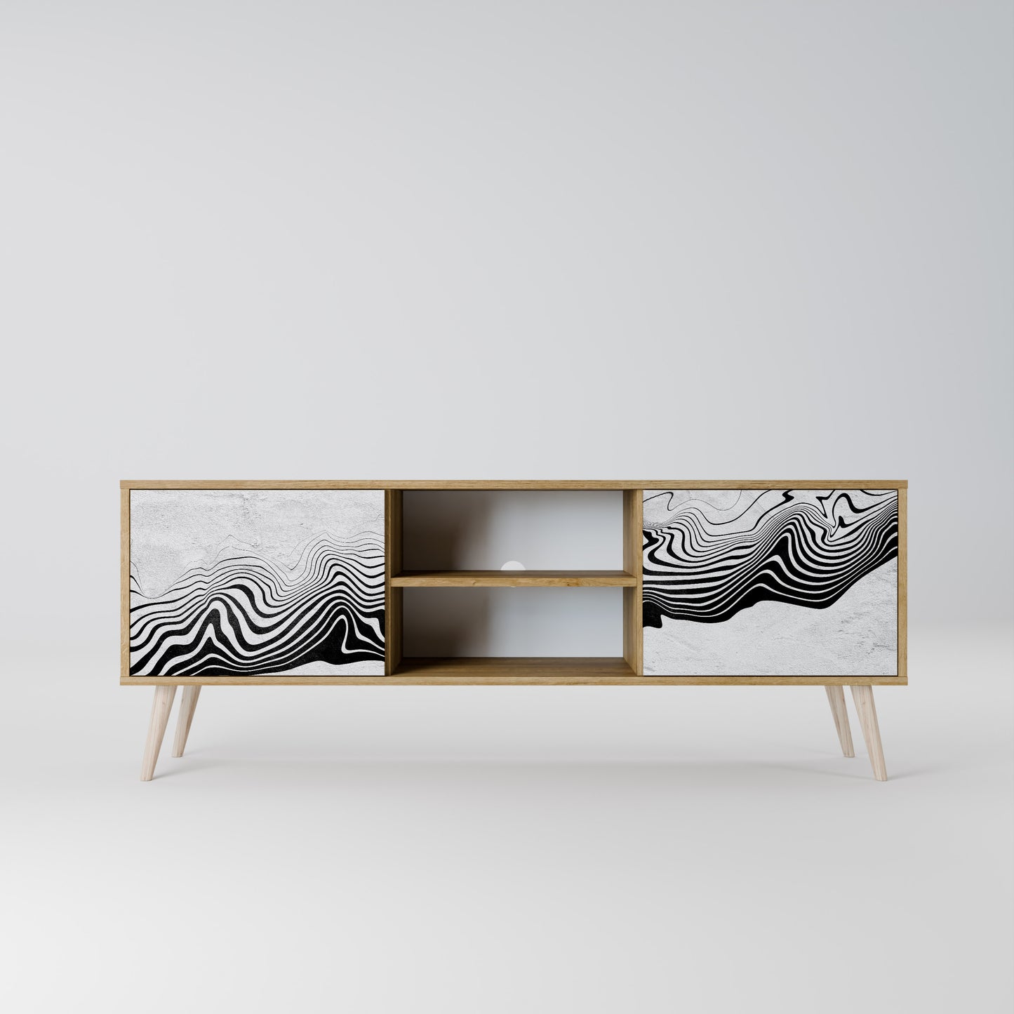 MONOCHROME MIRAGE 2-Door TV Stand in Oak Effect