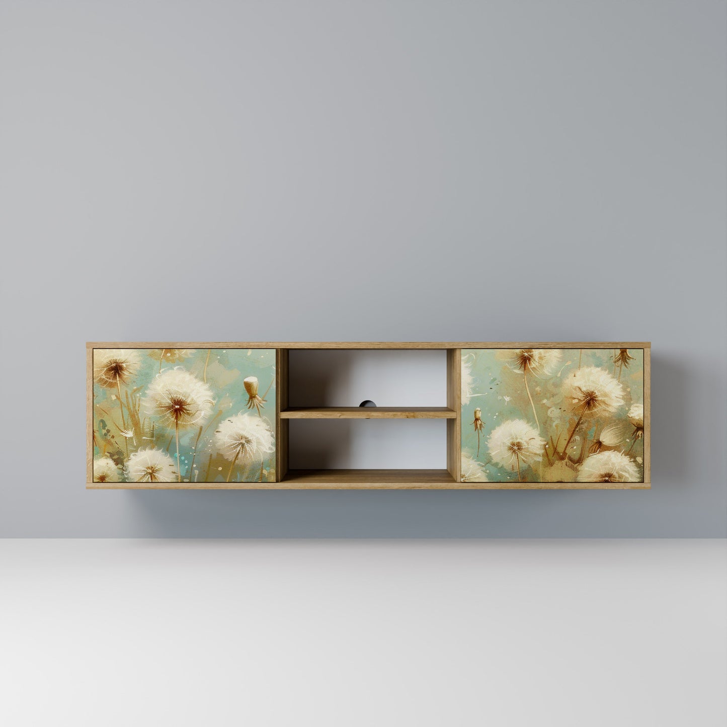 DREAMY MEADOW 2-Door TV Stand in Oak Effect