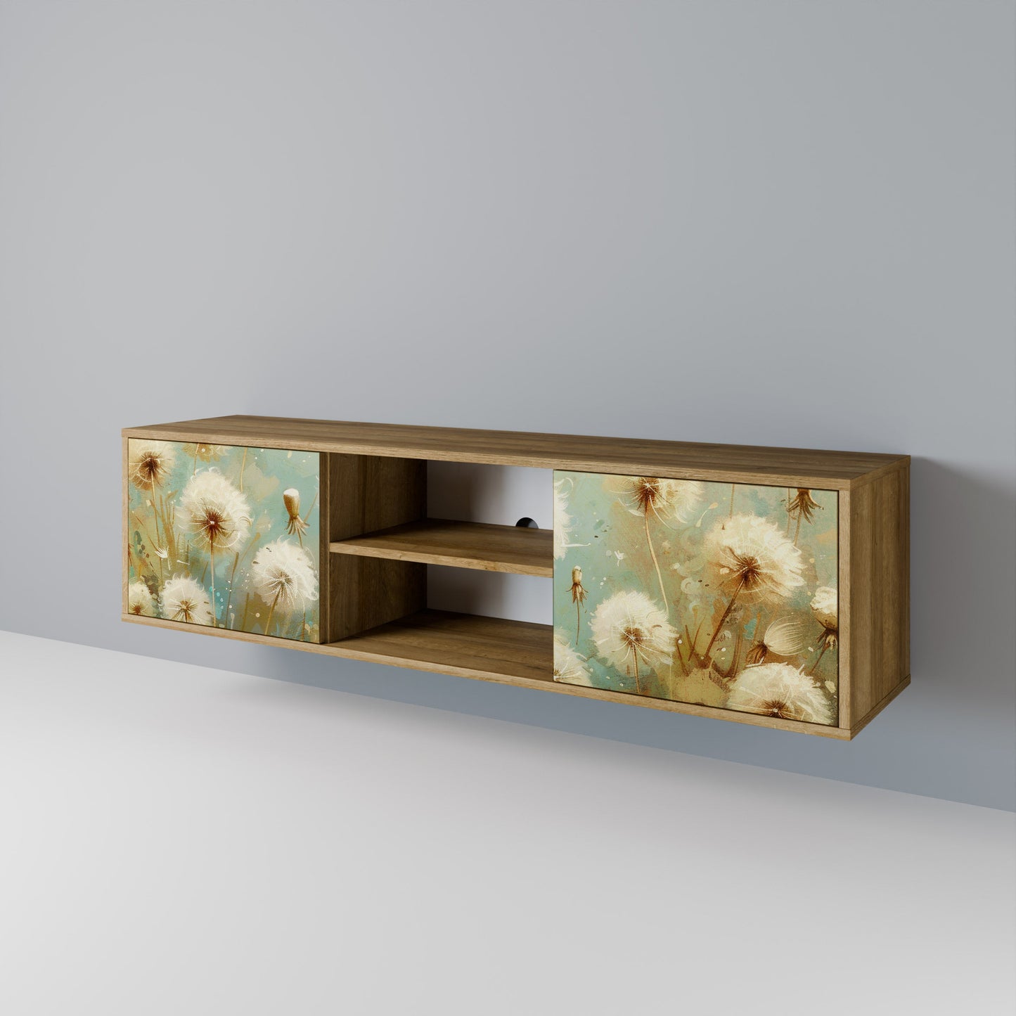 DREAMY MEADOW 2-Door TV Stand in Oak Effect