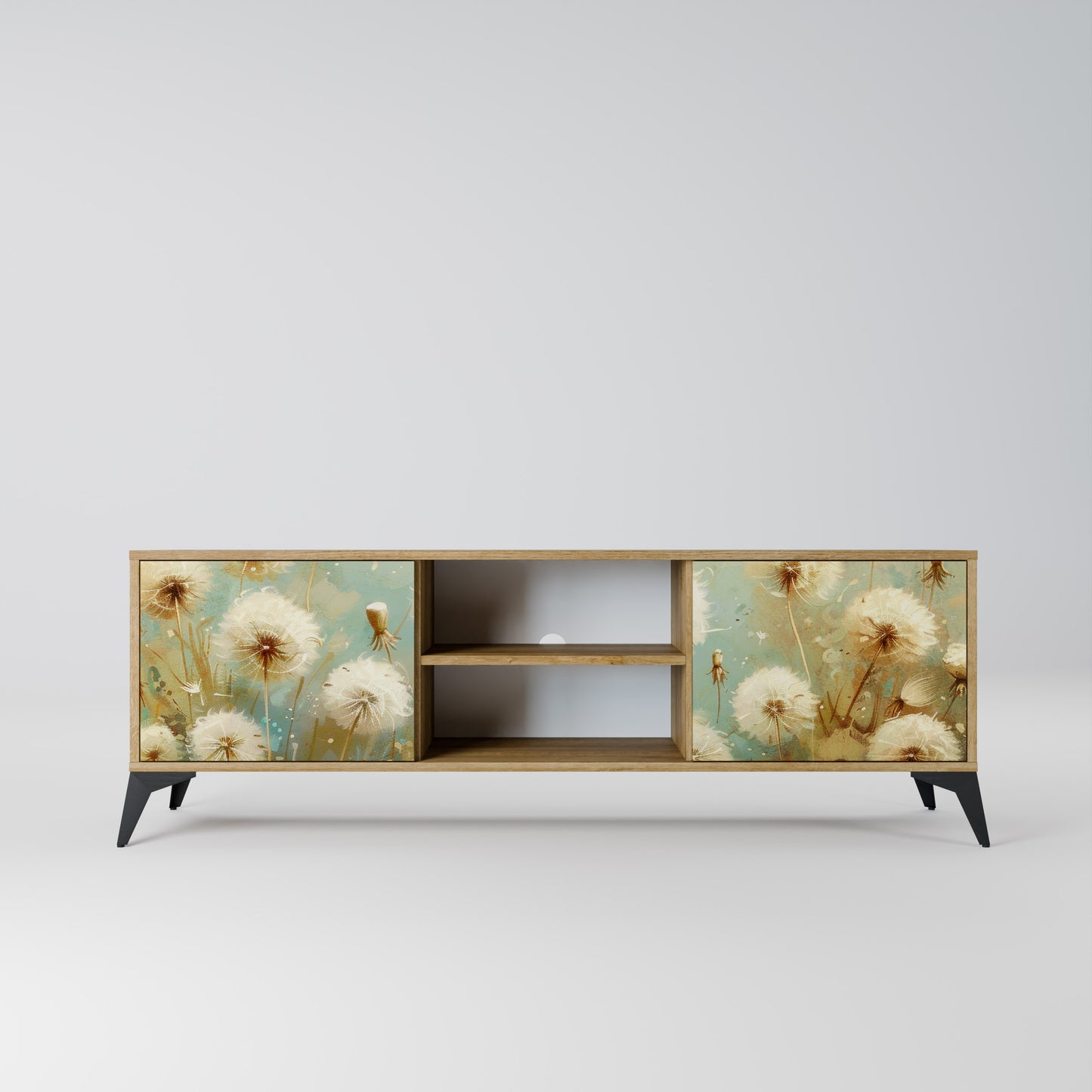 DREAMY MEADOW 2-Door TV Stand in Oak Effect