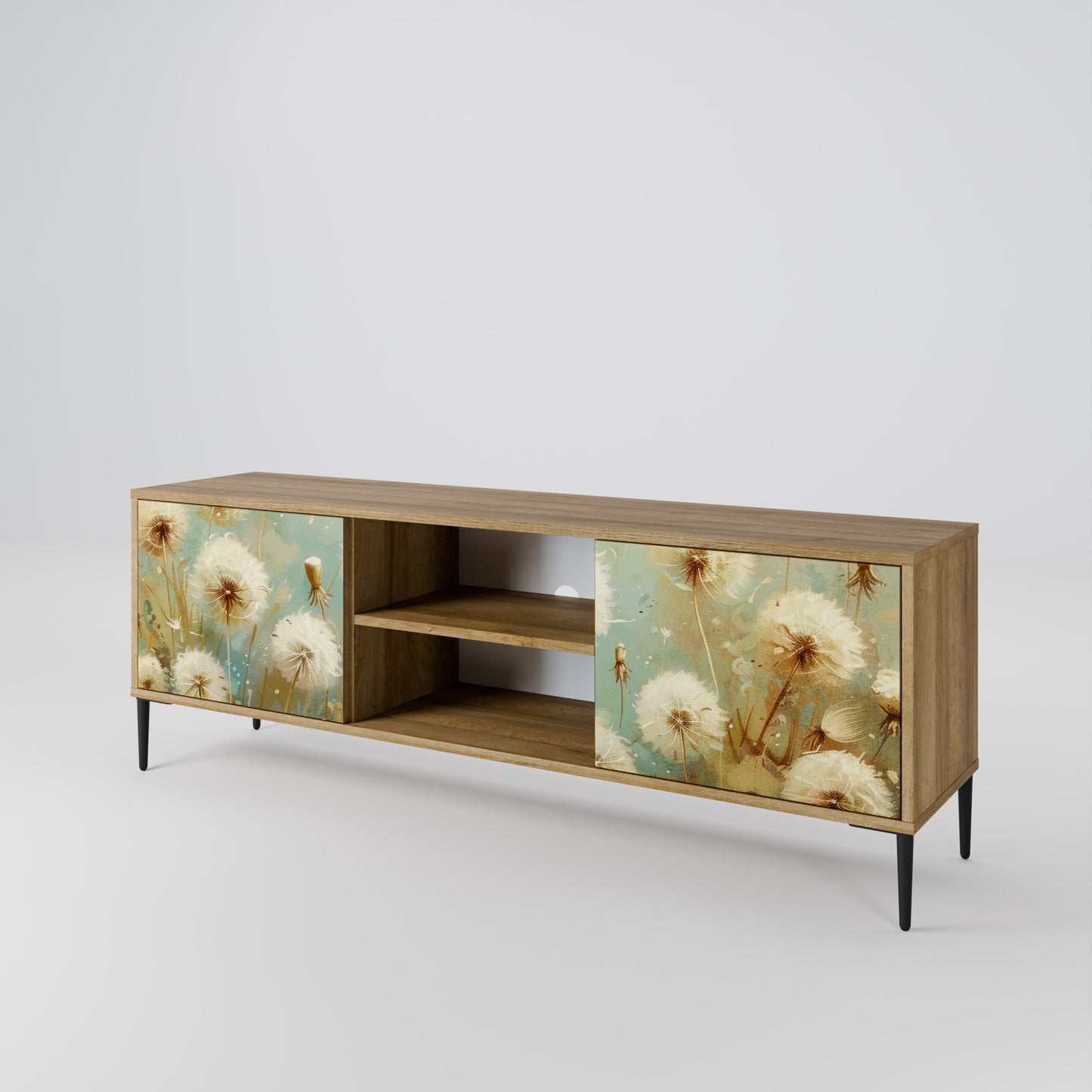 DREAMY MEADOW 2-Door TV Stand in Oak Effect