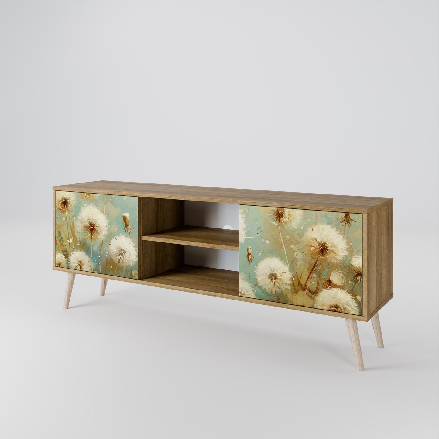 DREAMY MEADOW 2-Door TV Stand in Oak Effect
