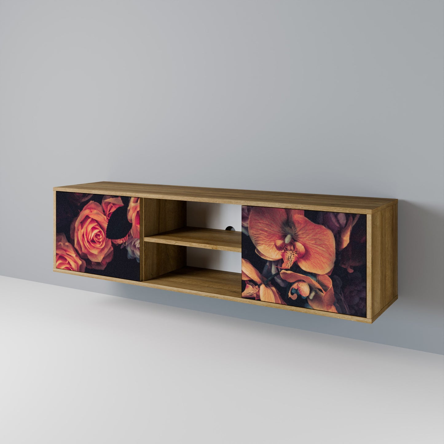 NEVERENDING BLOOM 2-Door TV Stand in Oak Effect