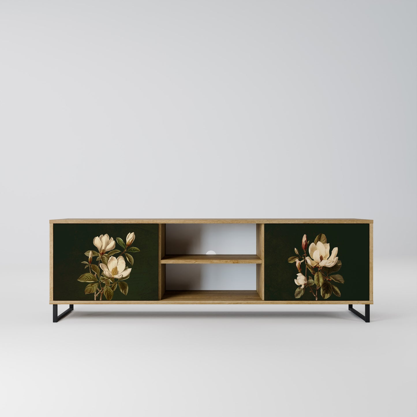 FLORAL NOIR 2-Door TV Stand in Oak Effect