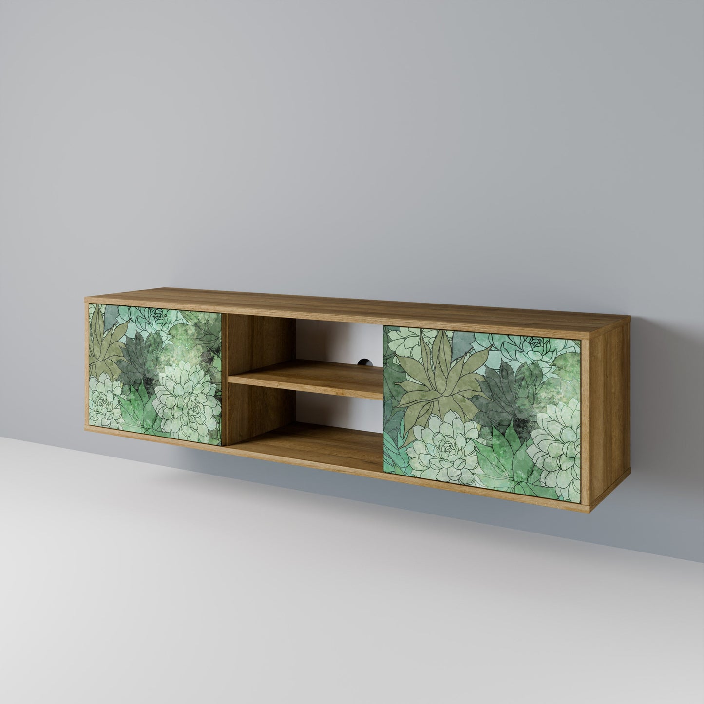 SUCCULENT CLUSTER 2-Door TV Stand in Oak Effect
