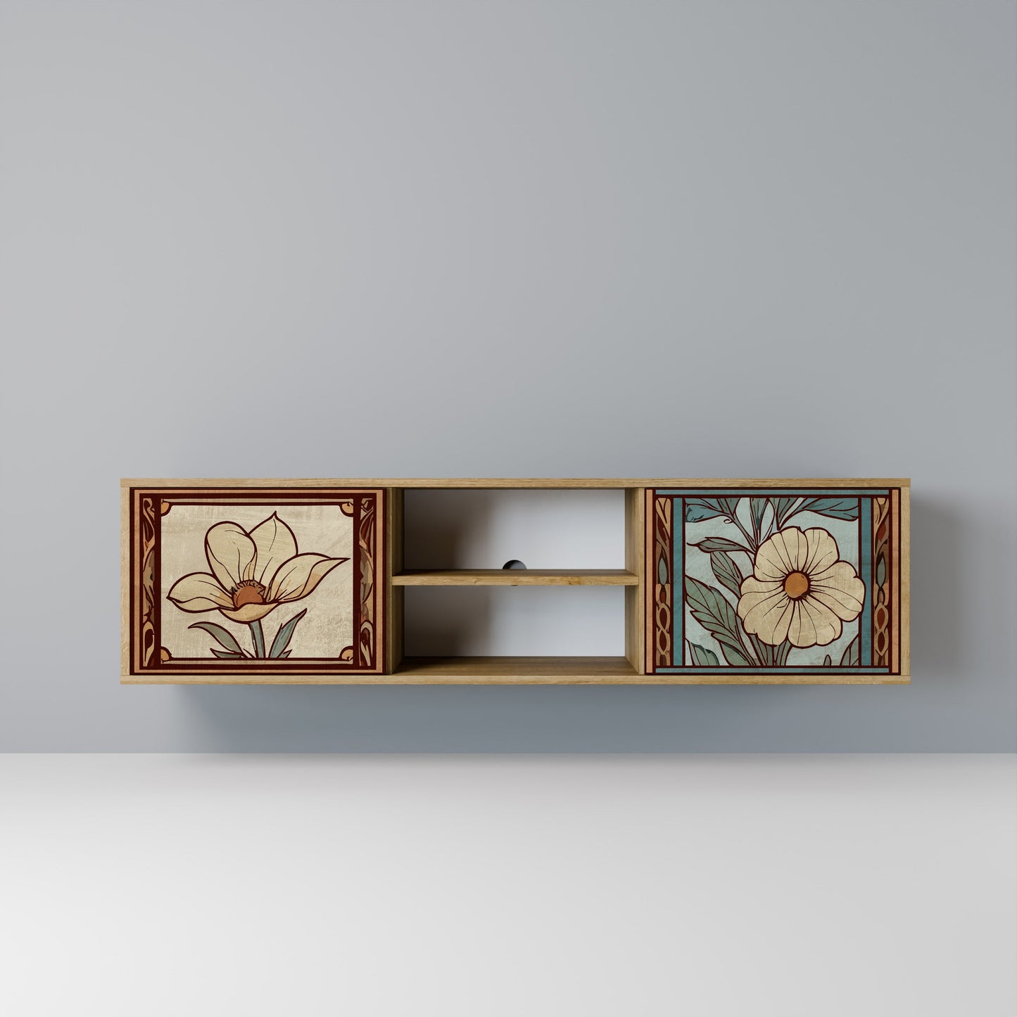 TIMELESS FLORA 2-Door TV Stand in Oak Effect