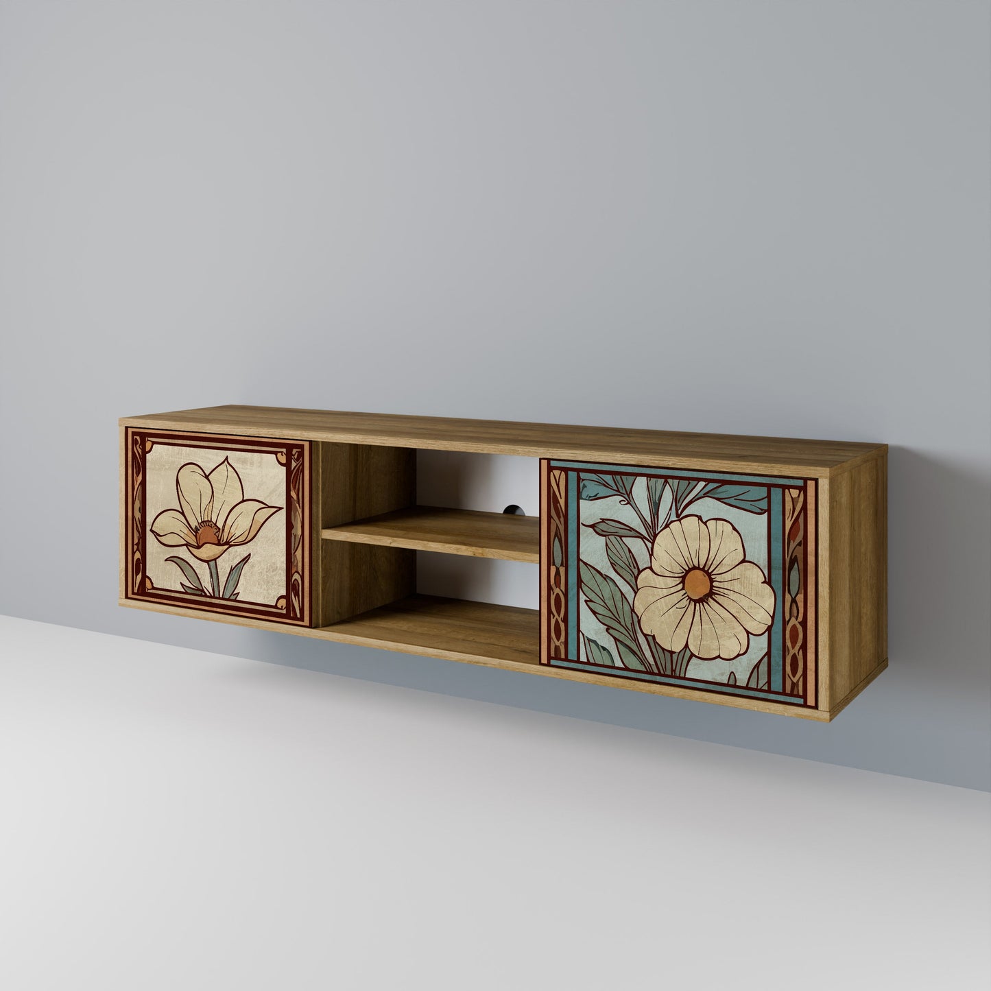 TIMELESS FLORA 2-Door TV Stand in Oak Effect