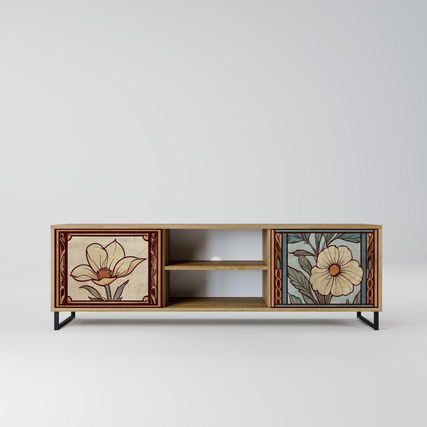 TIMELESS FLORA 2-Door TV Stand in Oak Effect