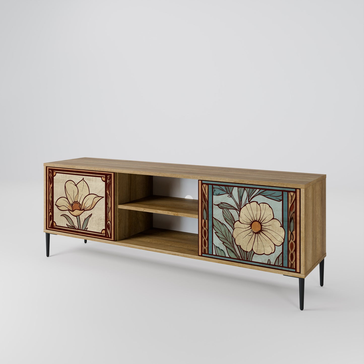 TIMELESS FLORA 2-Door TV Stand in Oak Effect