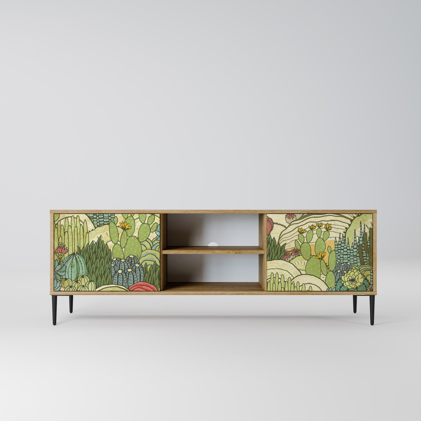 SUCCULENTS KALEIDOSCOPE 2-Door TV Stand in Oak Effect
