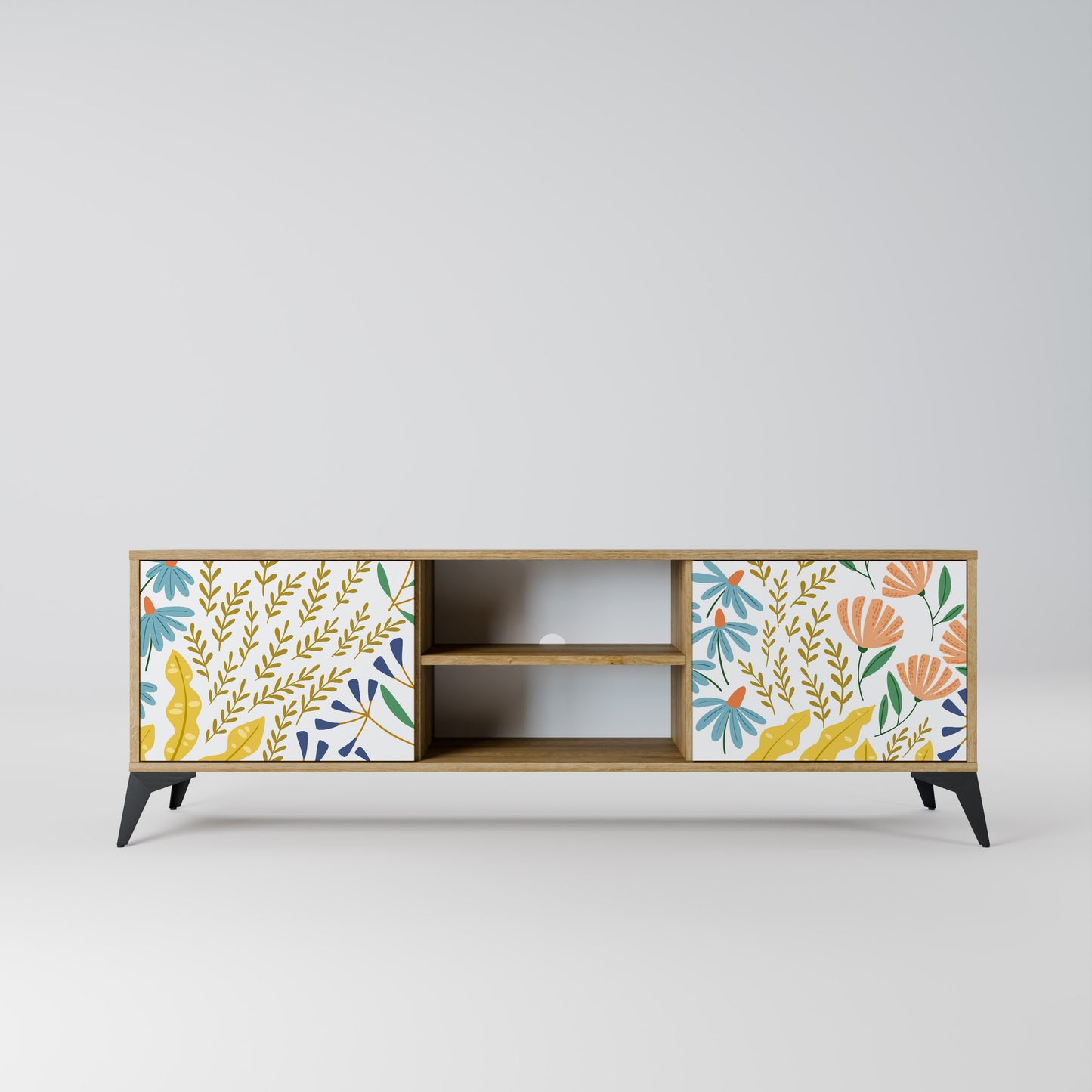 HELLO SPRING 2-Door TV Stand in Oak Effect