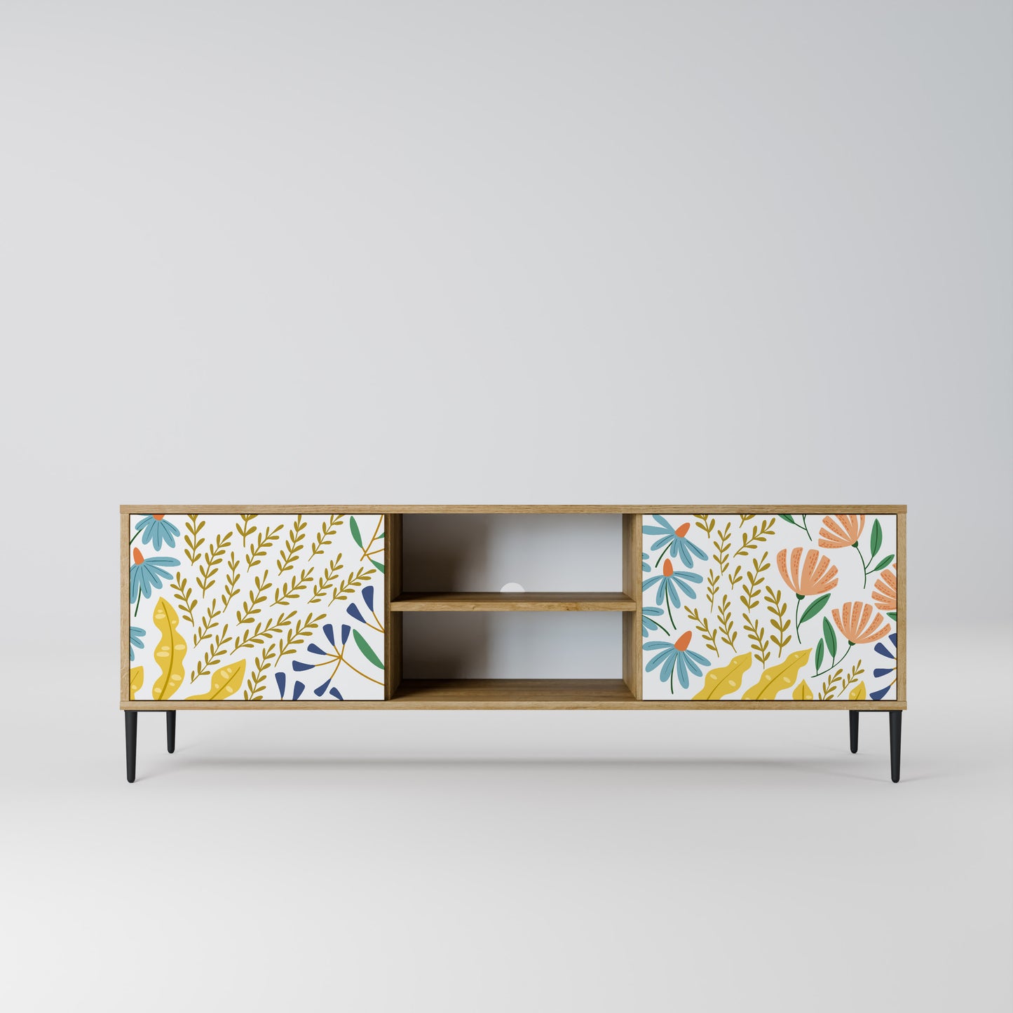 HELLO SPRING 2-Door TV Stand in Oak Effect