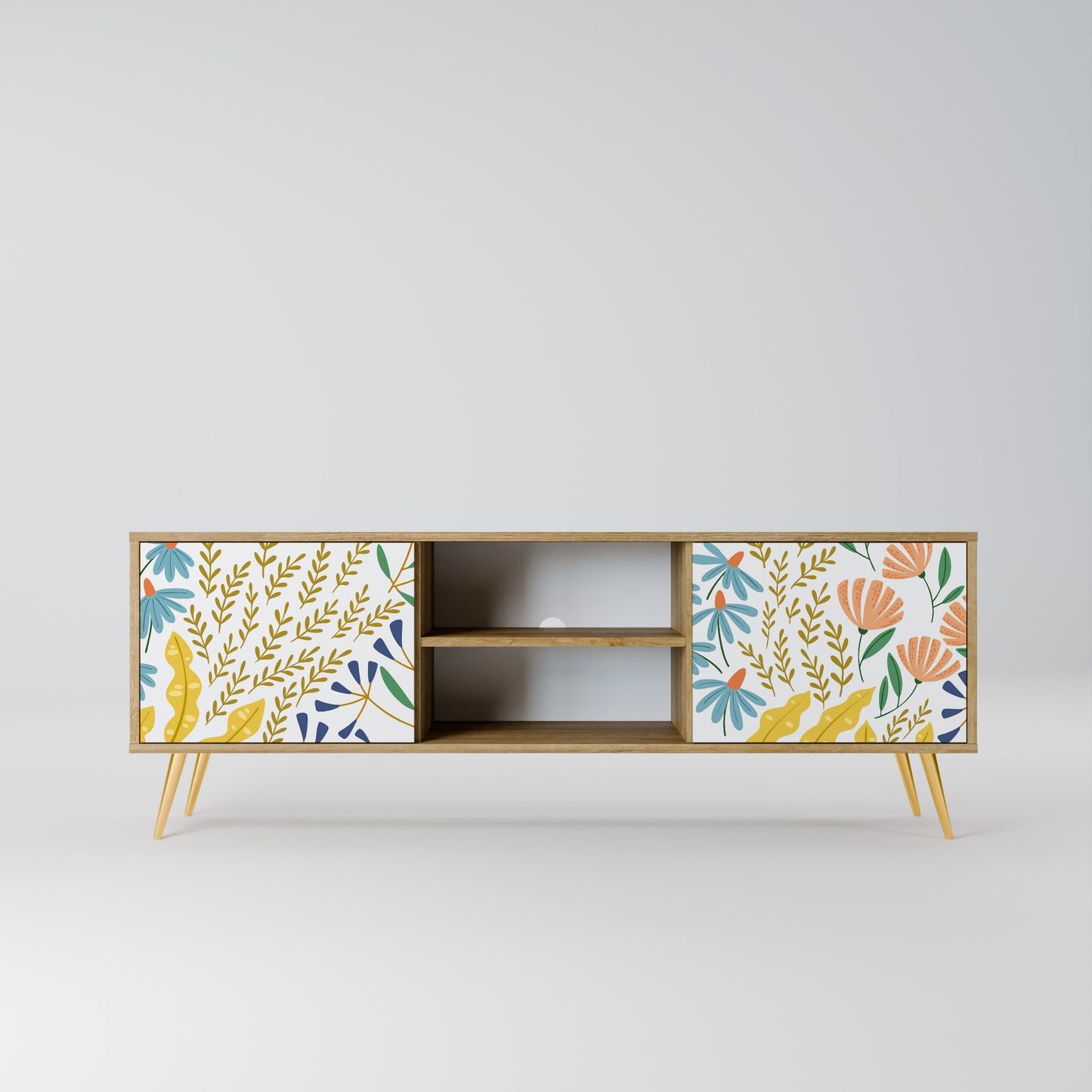 HELLO SPRING 2-Door TV Stand in Oak Effect
