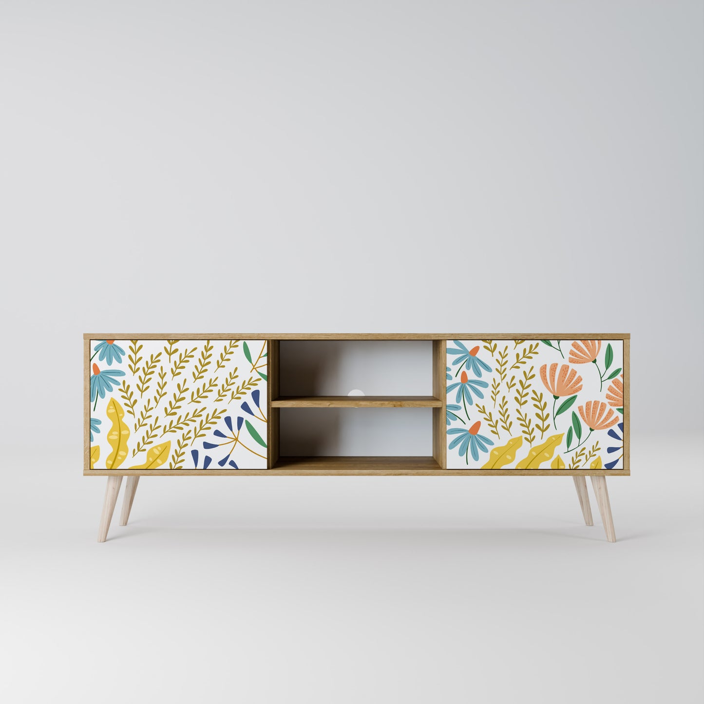 HELLO SPRING 2-Door TV Stand in Oak Effect