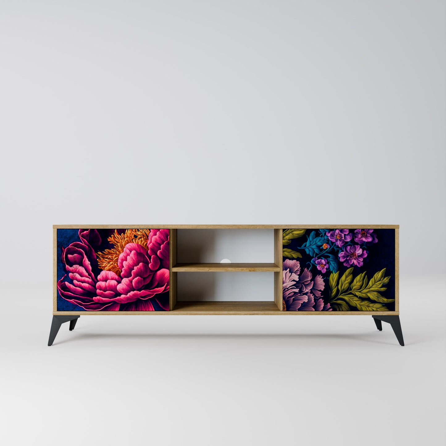 BLOOMING ELEGANCE 2-dörrars TV-bänk i ekeffekt