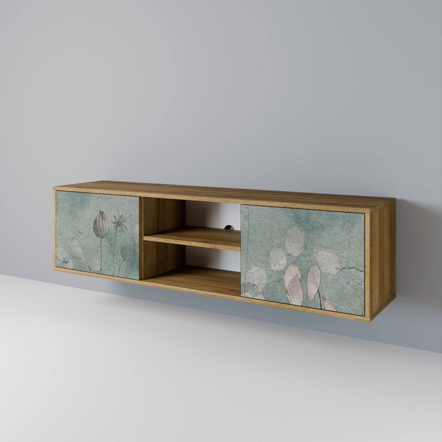 NIGHT LADY 2-Door TV Stand in Oak Effect
