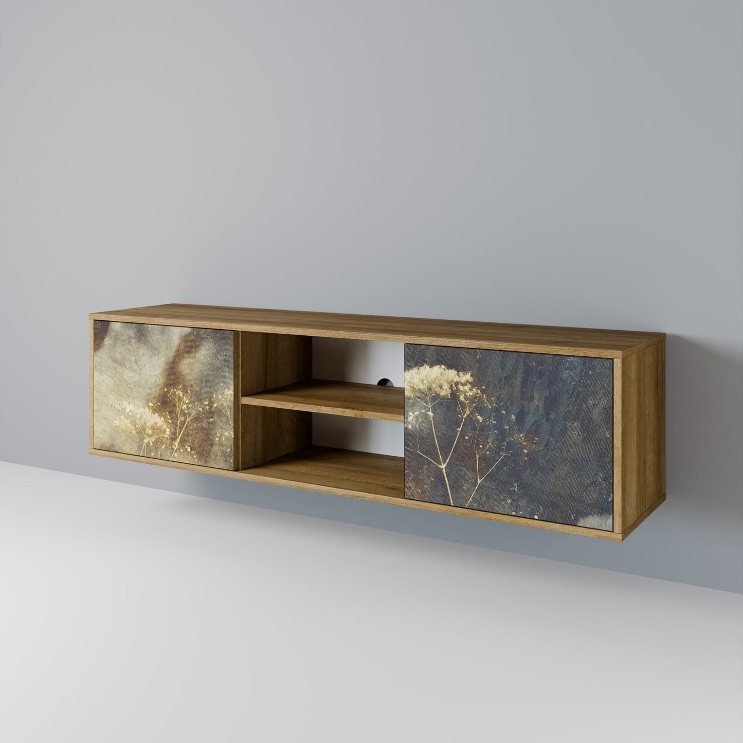 GENTLE POWER 2-Door TV Stand in Oak Effect