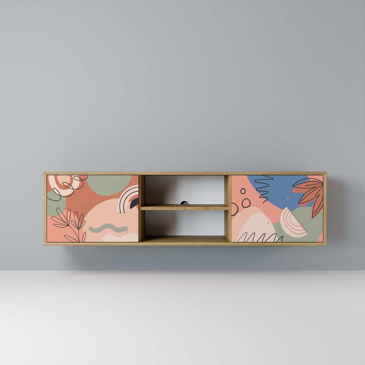 PASTEL DESTINY 2-Door TV Stand in Oak Effect