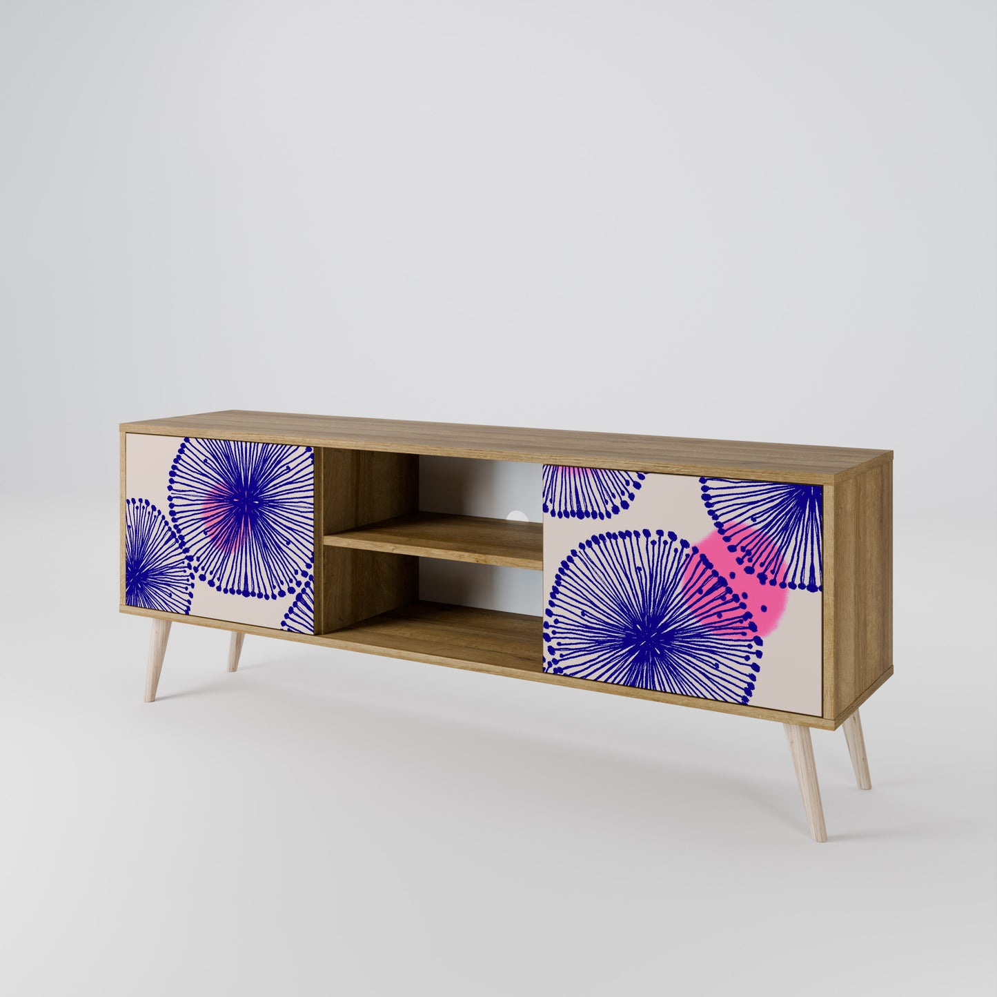 MAGIC NATURE 2-Door TV Stand in Oak Effect