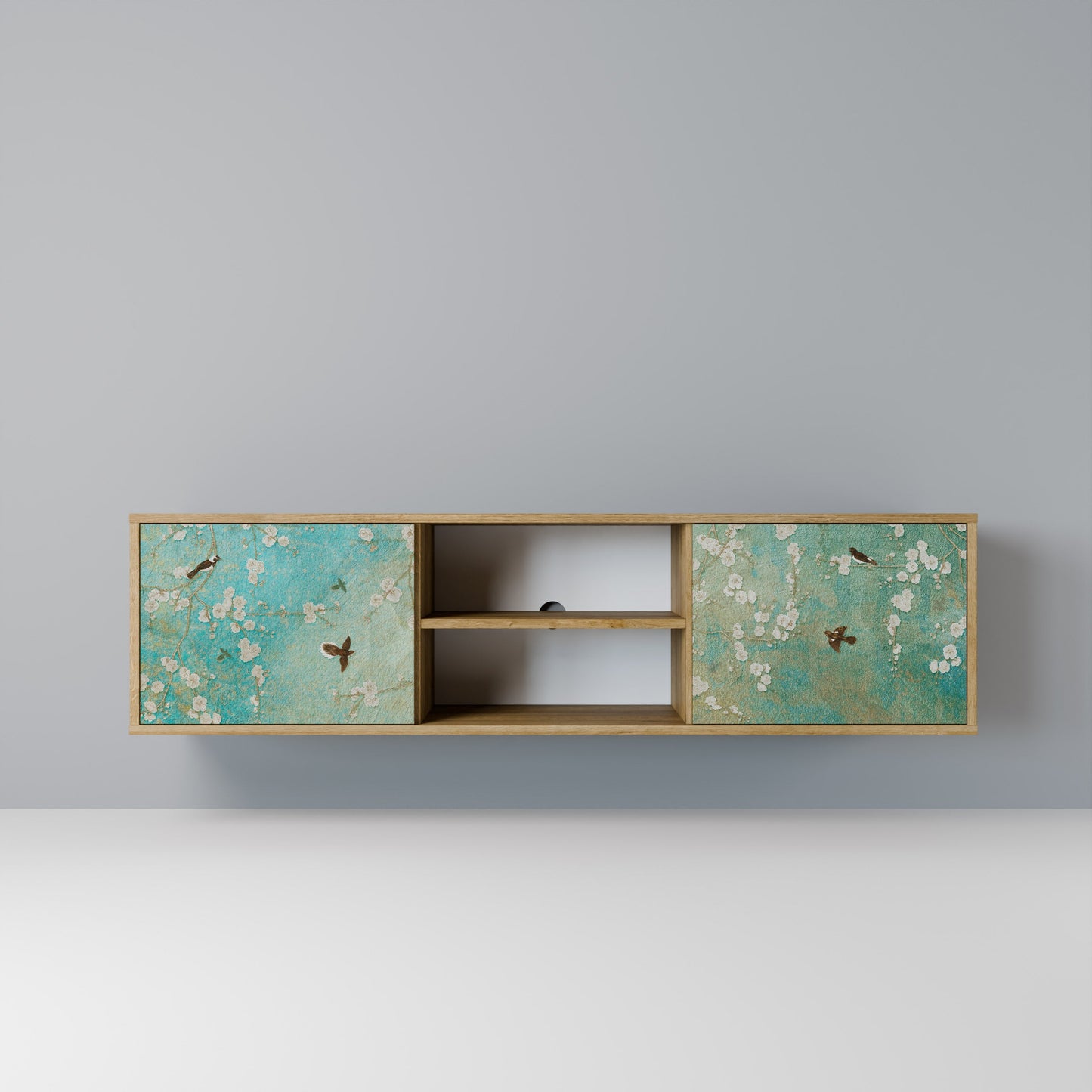 BLOOMING CHARM 2-Door TV Stand in Oak Effect