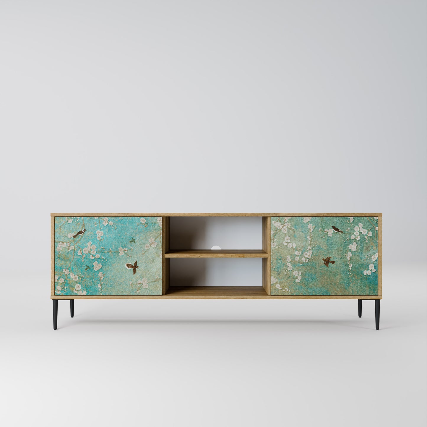 BLOOMING CHARM 2-Door TV Stand in Oak Effect
