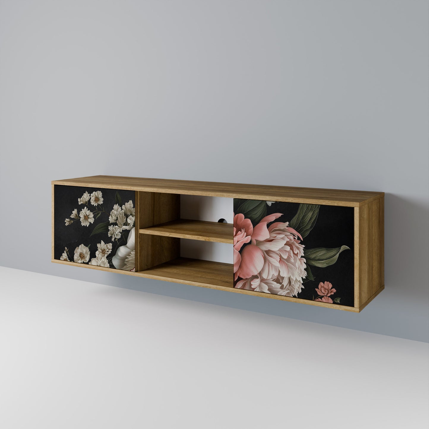 LUSH ELEGANCE 2-Door TV Stand in Oak Effect
